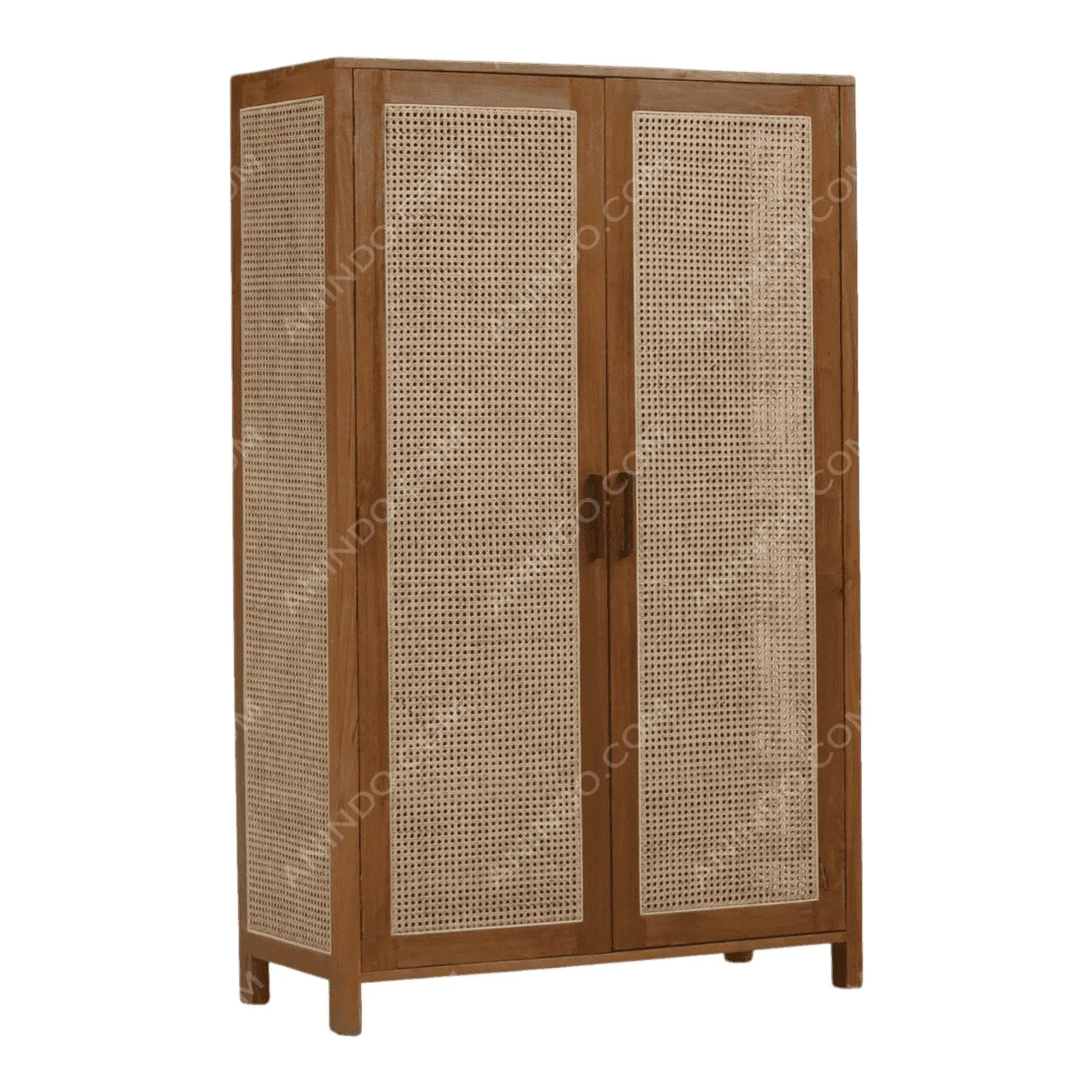 Wooden wardrobe with rattan doors
