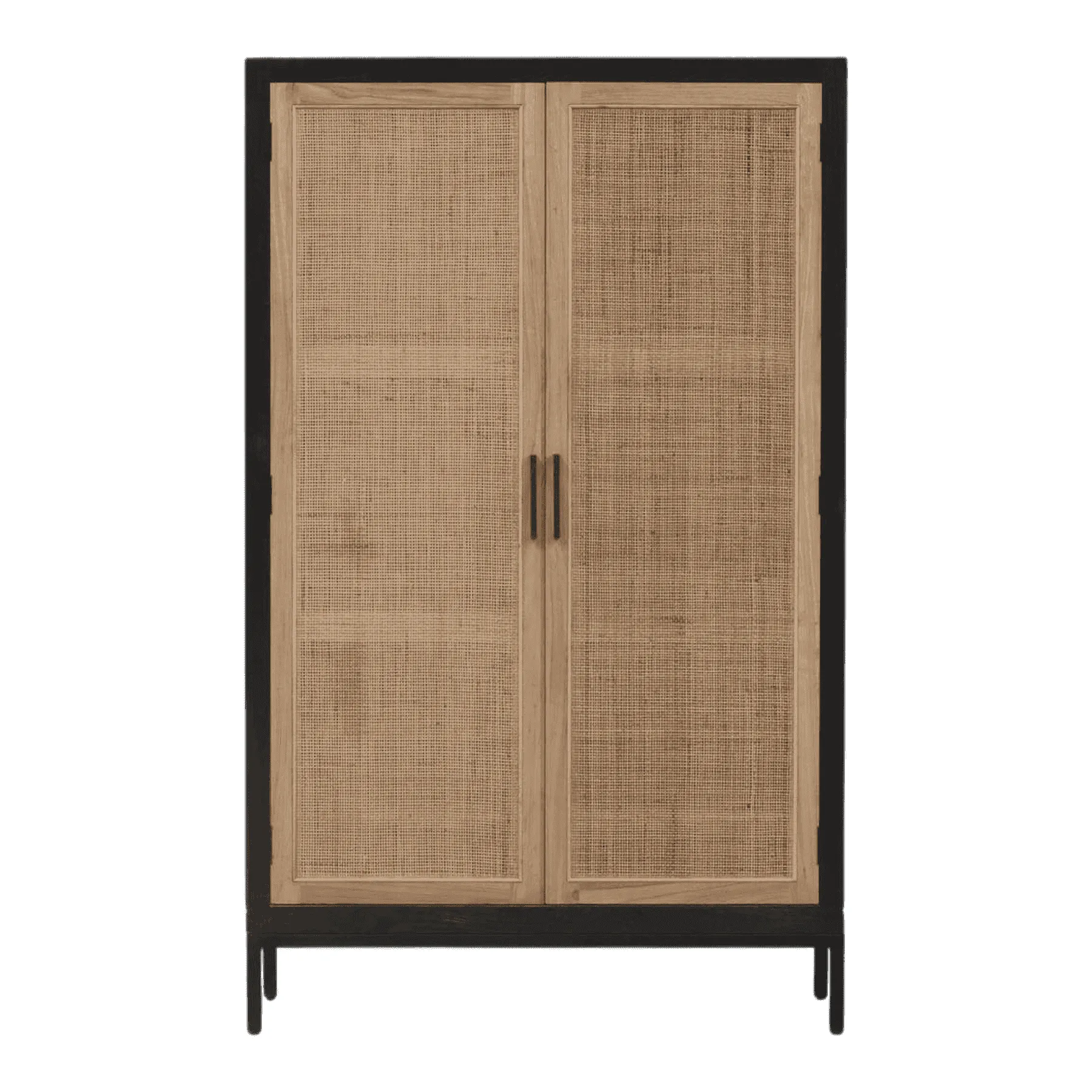 Modern wooden cabinet with rattan doors