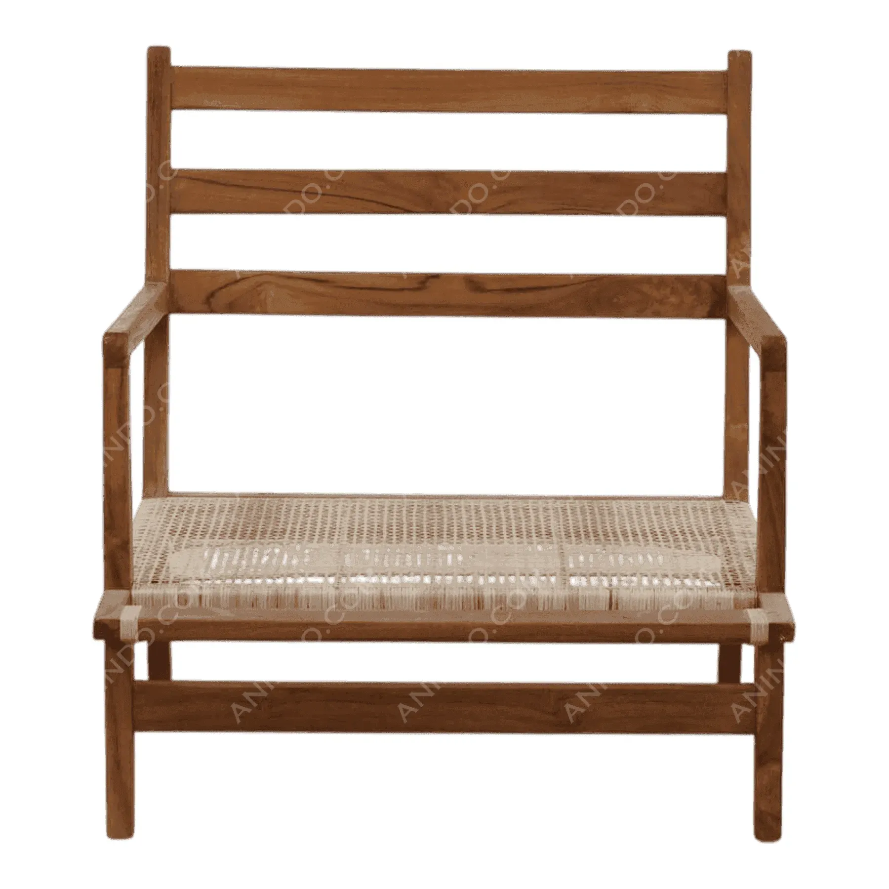 Wooden chair with woven cane seat