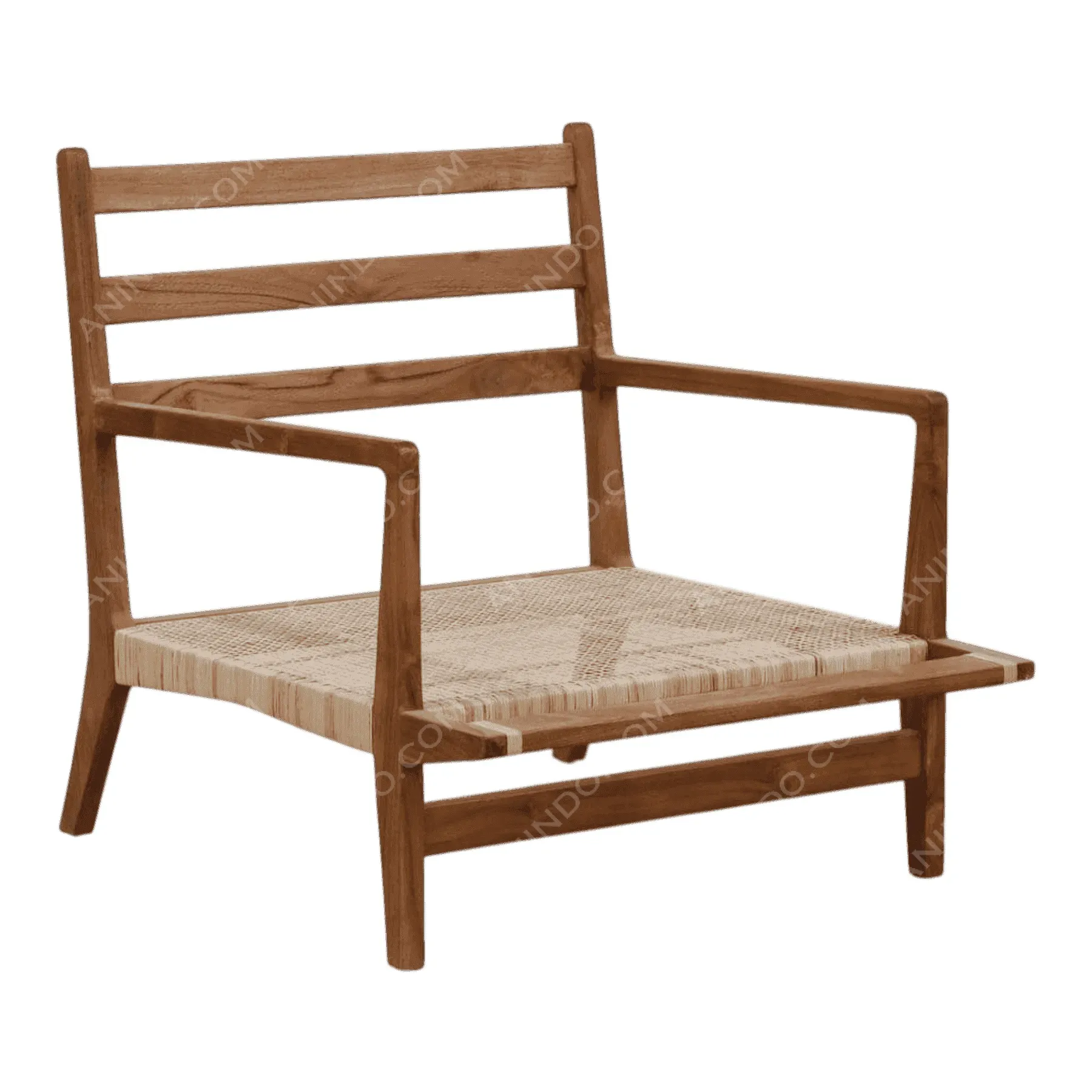 Wooden lounge chair with woven seat