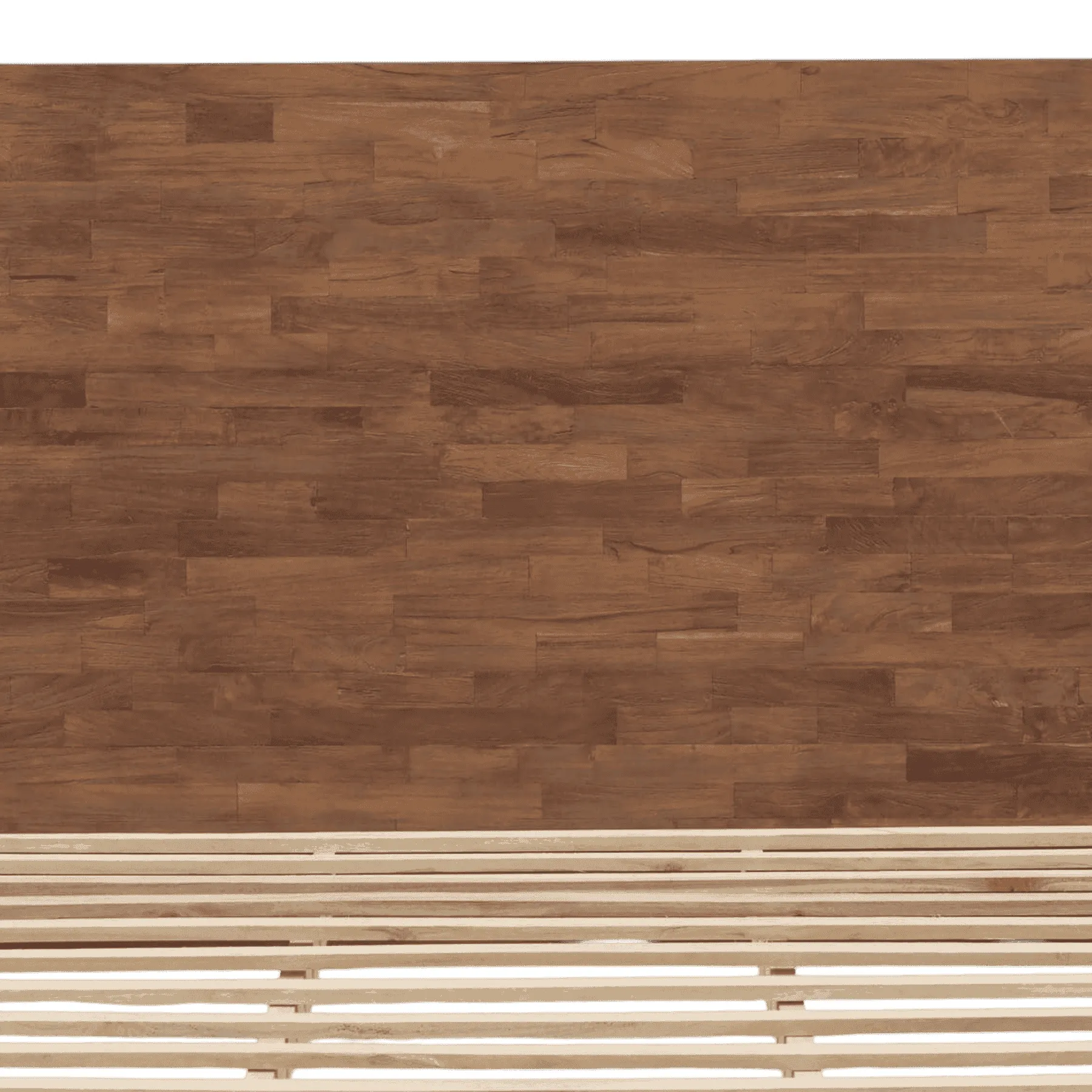 Wooden headboard with slatted bed base