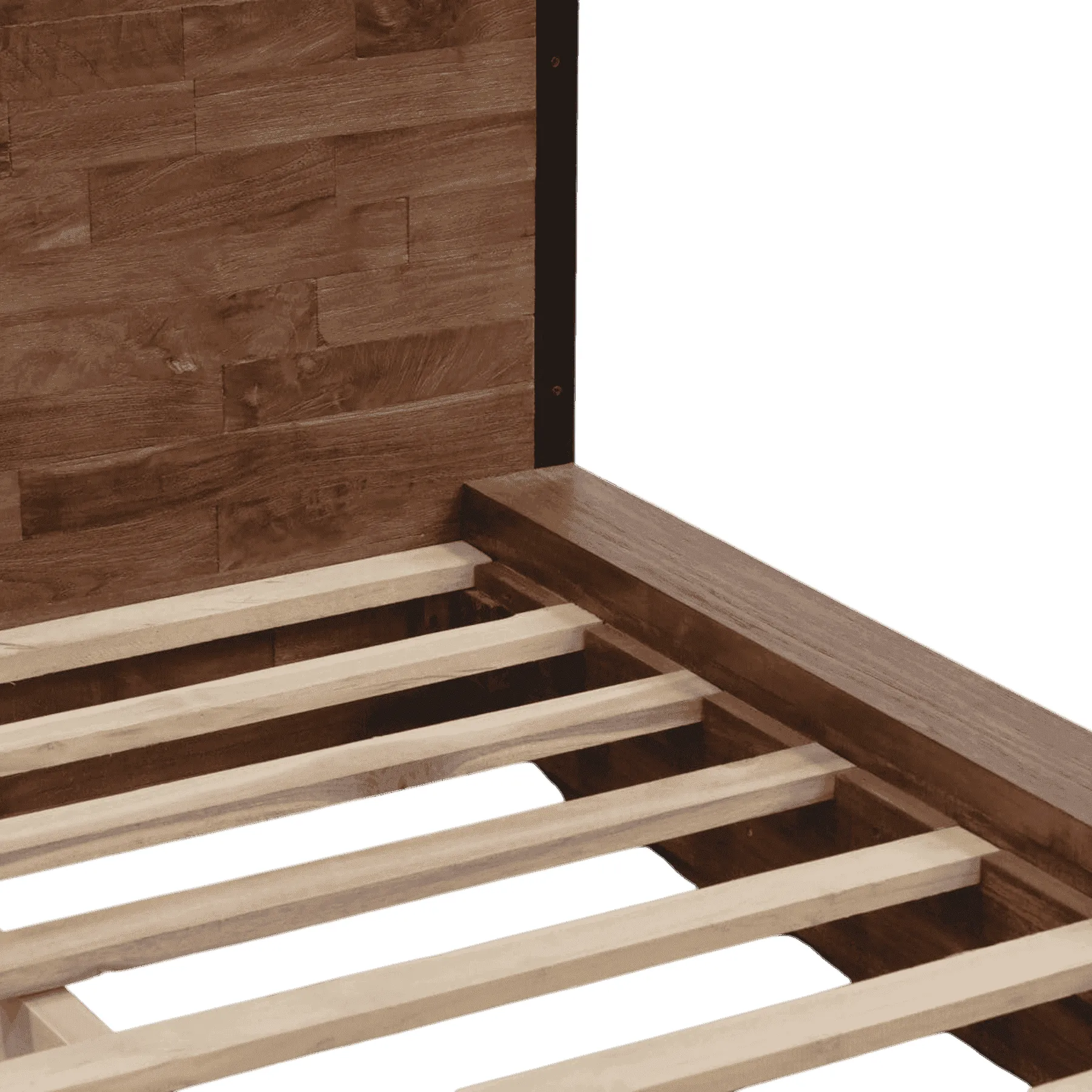 Wooden bed frame with slatted base