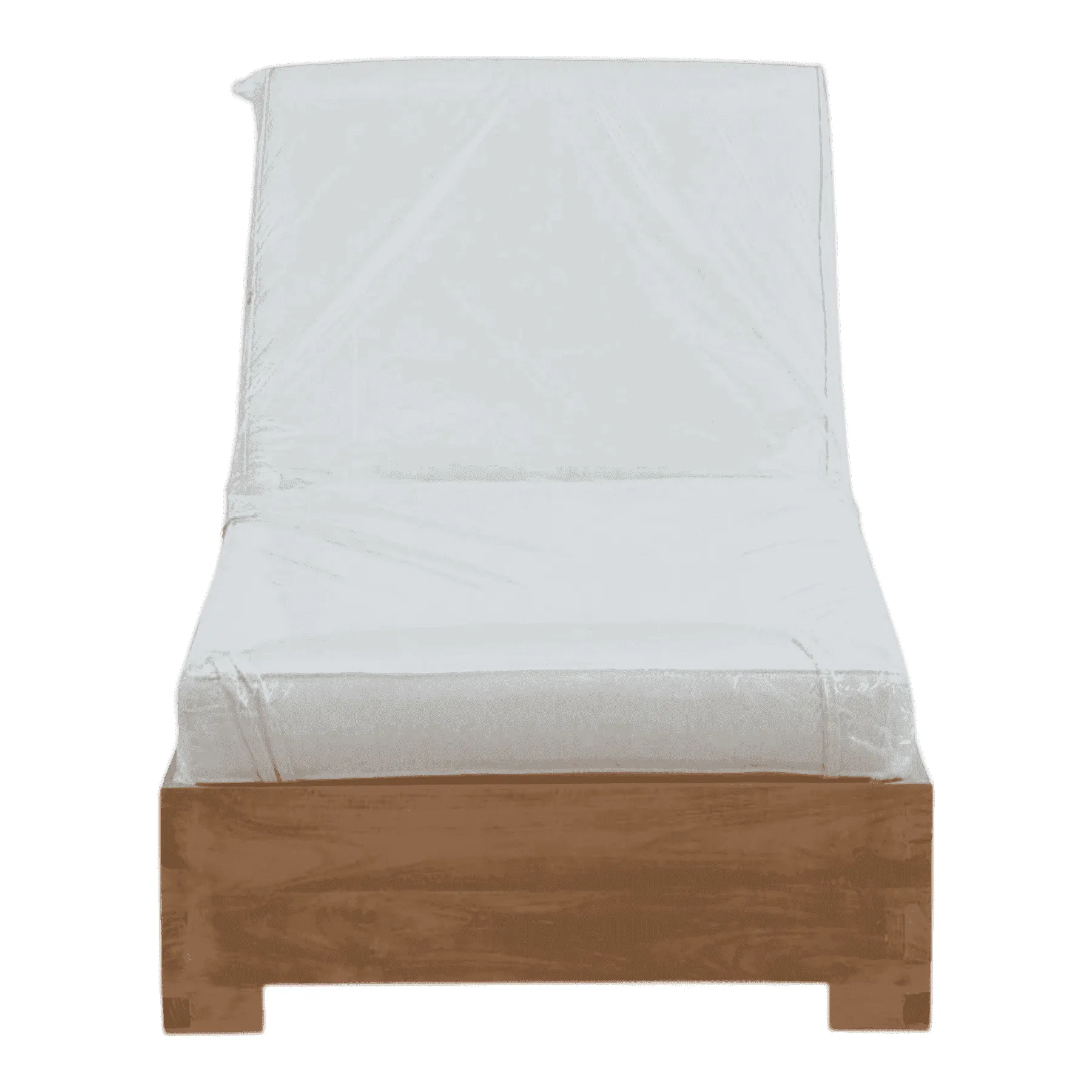 Wooden adjustable bed frame with white mattress