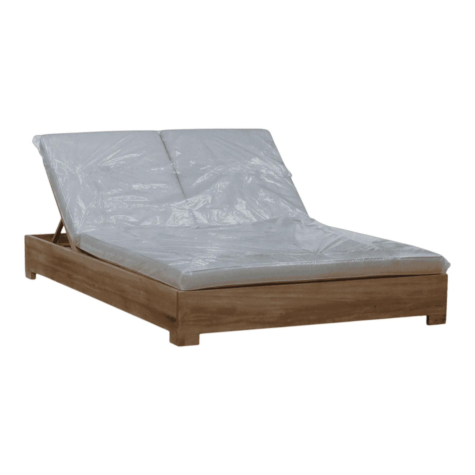 Wooden outdoor double lounge chair with cushions