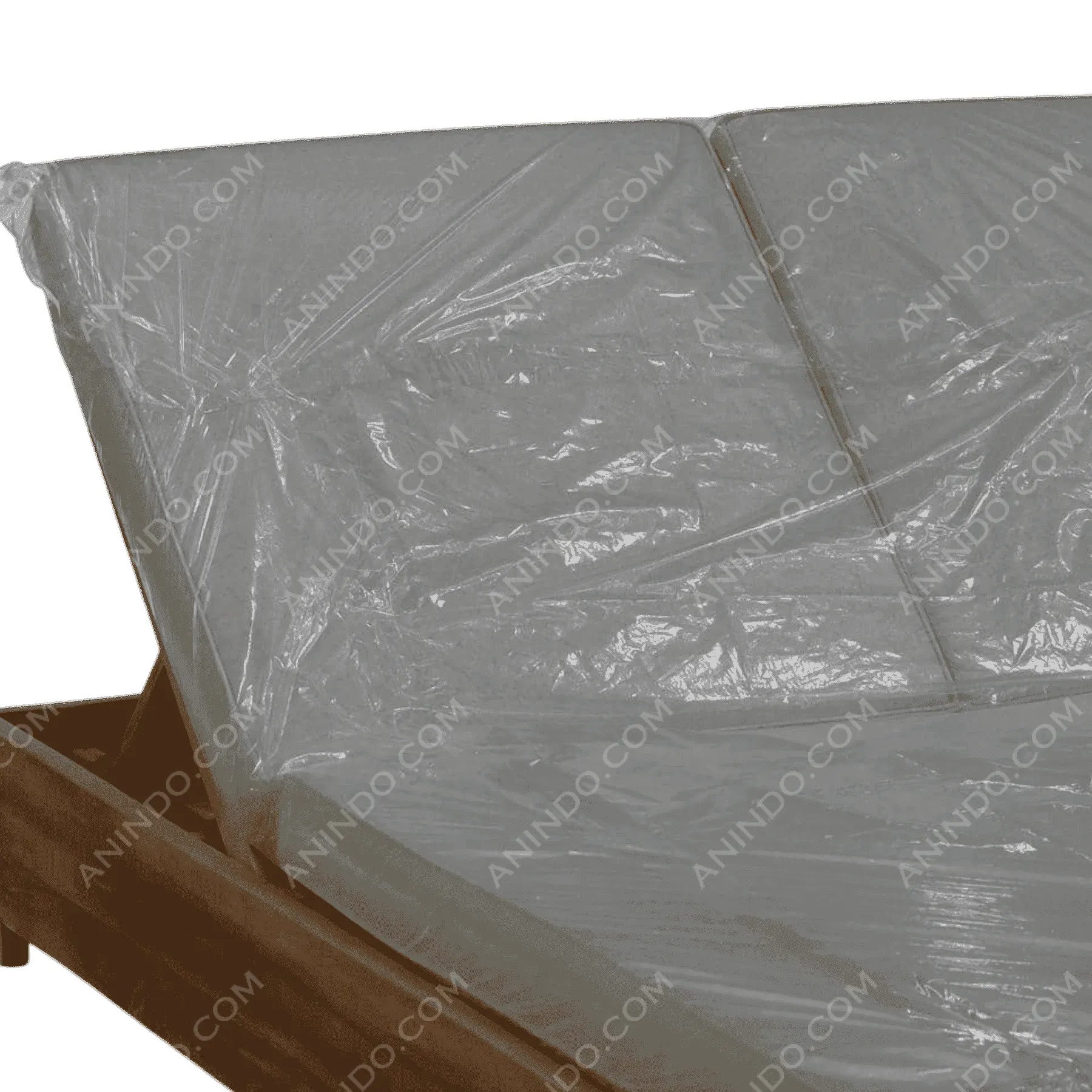 Adjustable bed frame with plastic-covered mattress