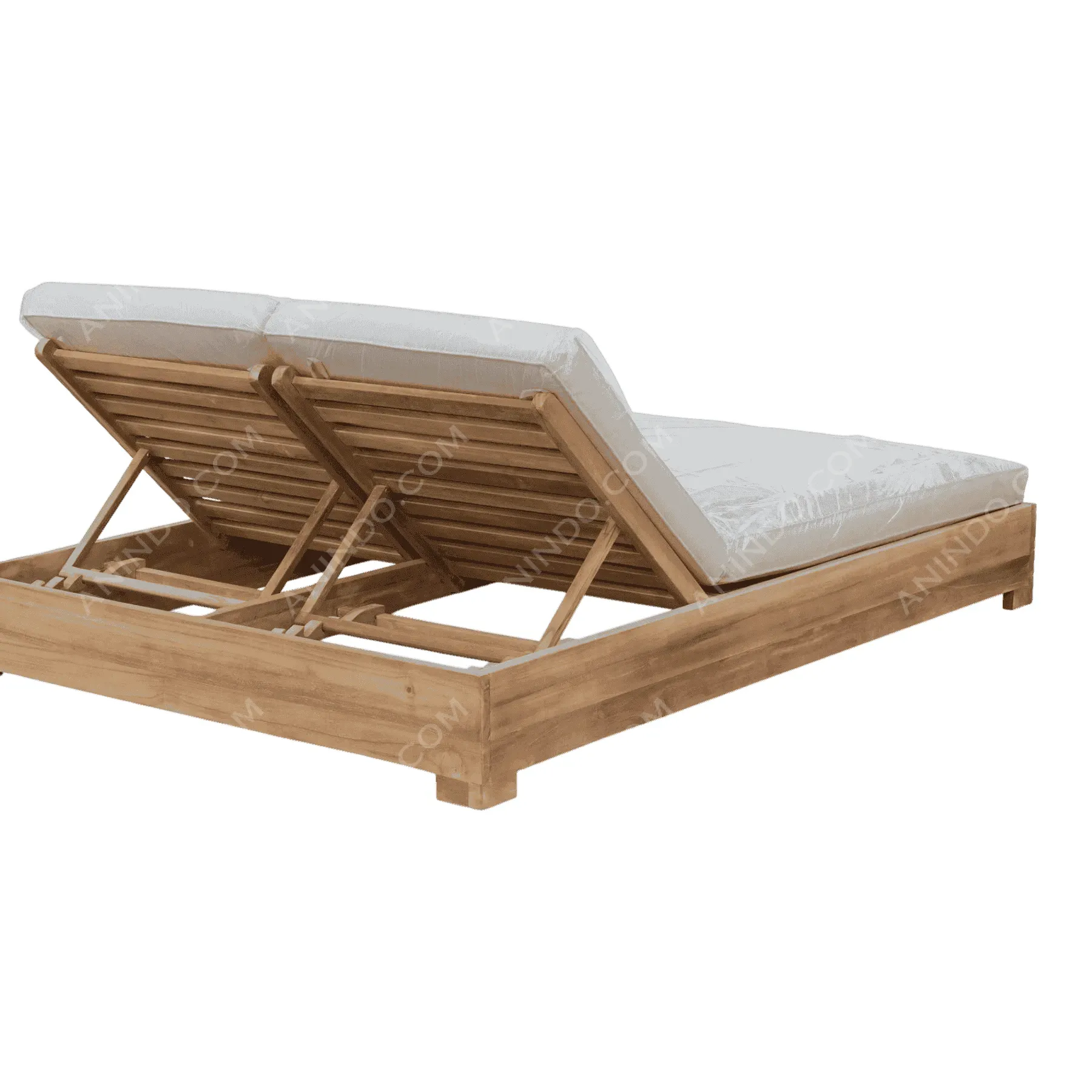 Wooden double adjustable outdoor lounge chair