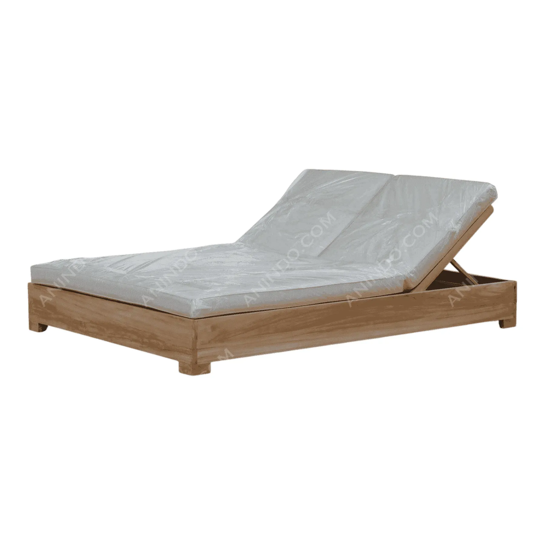 Wooden outdoor double adjustable lounge chair