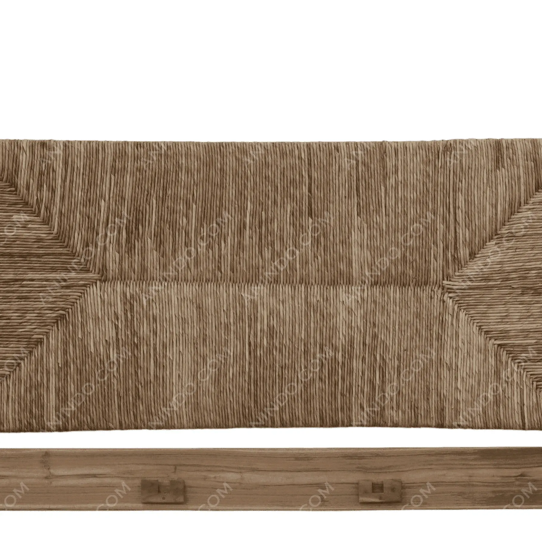 Woven rattan bench seat with wooden frame