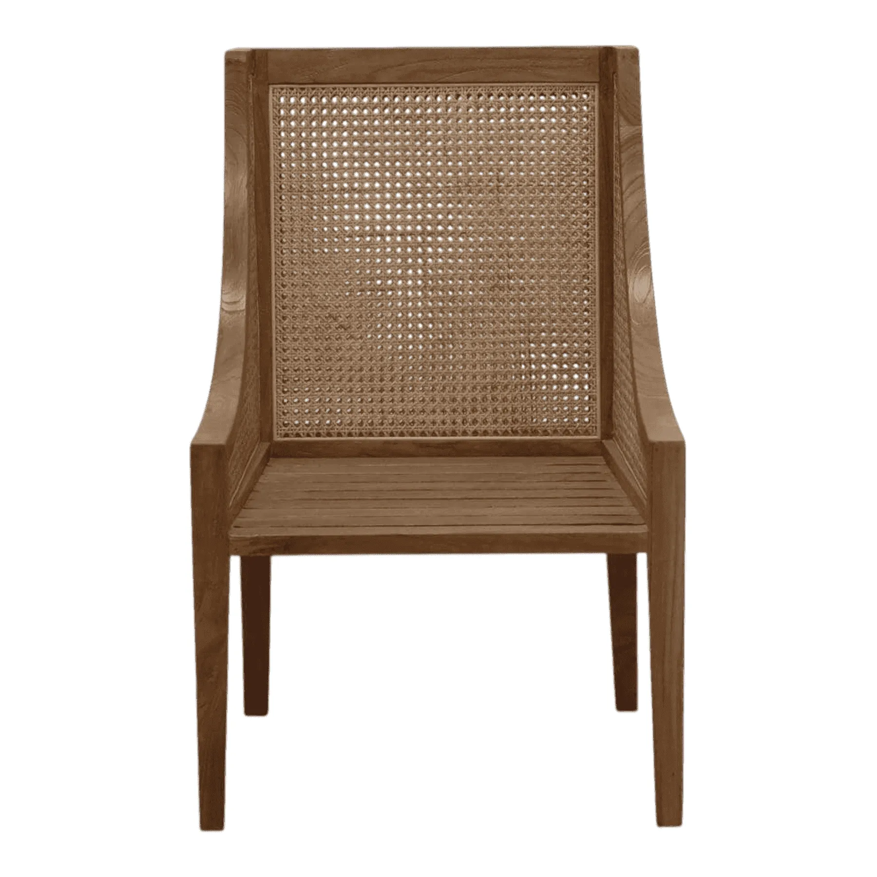 Wooden chair with woven cane backrest