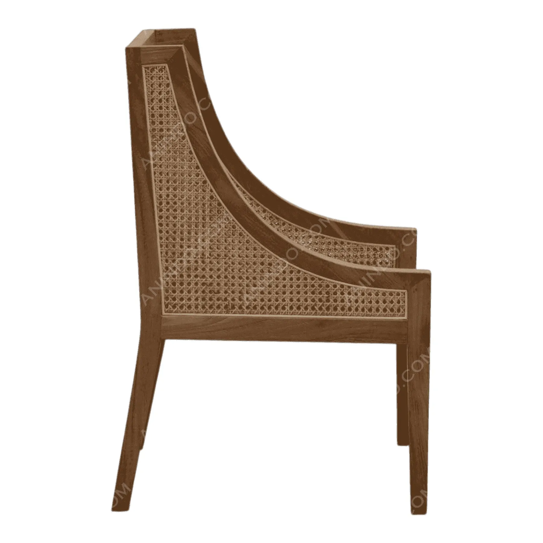 Wooden chair with woven rattan sides