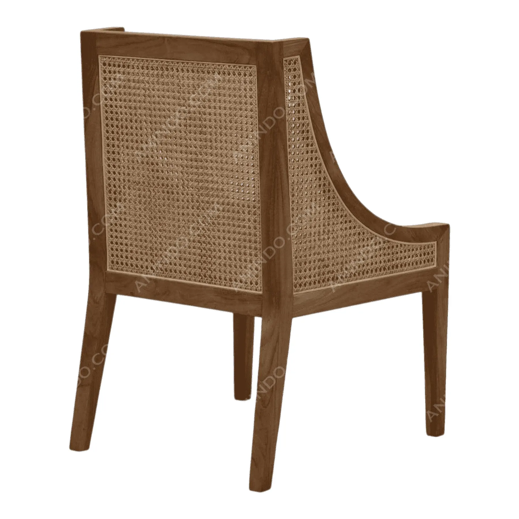 Wooden chair with woven cane backrest