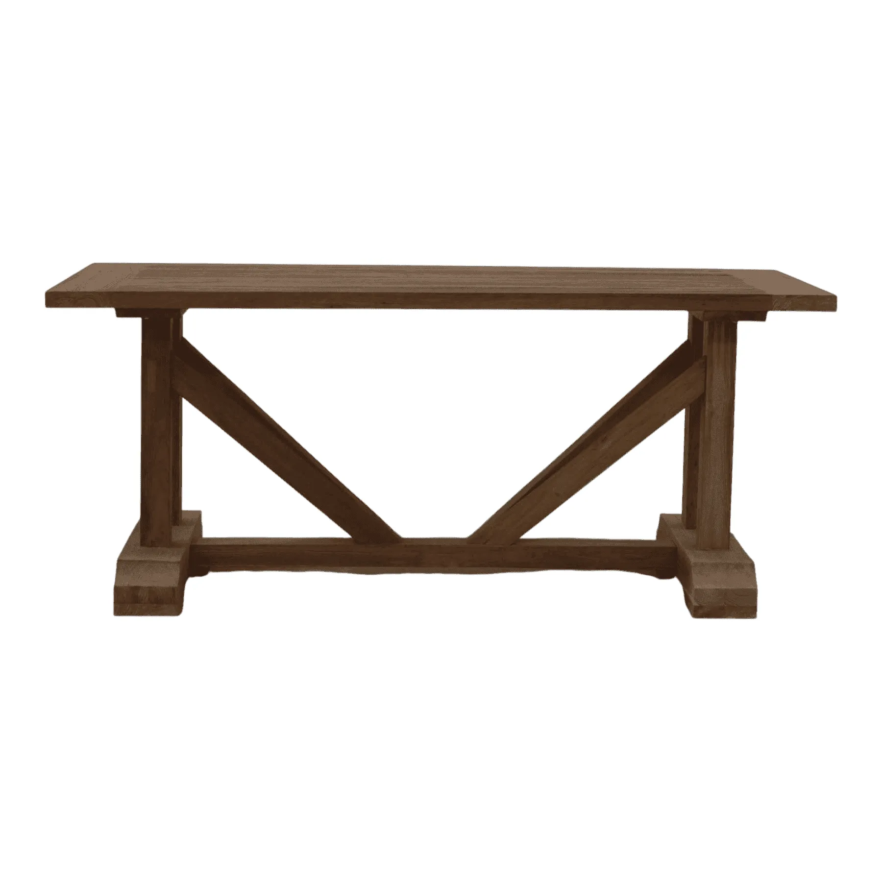 Rustic wooden farmhouse dining table