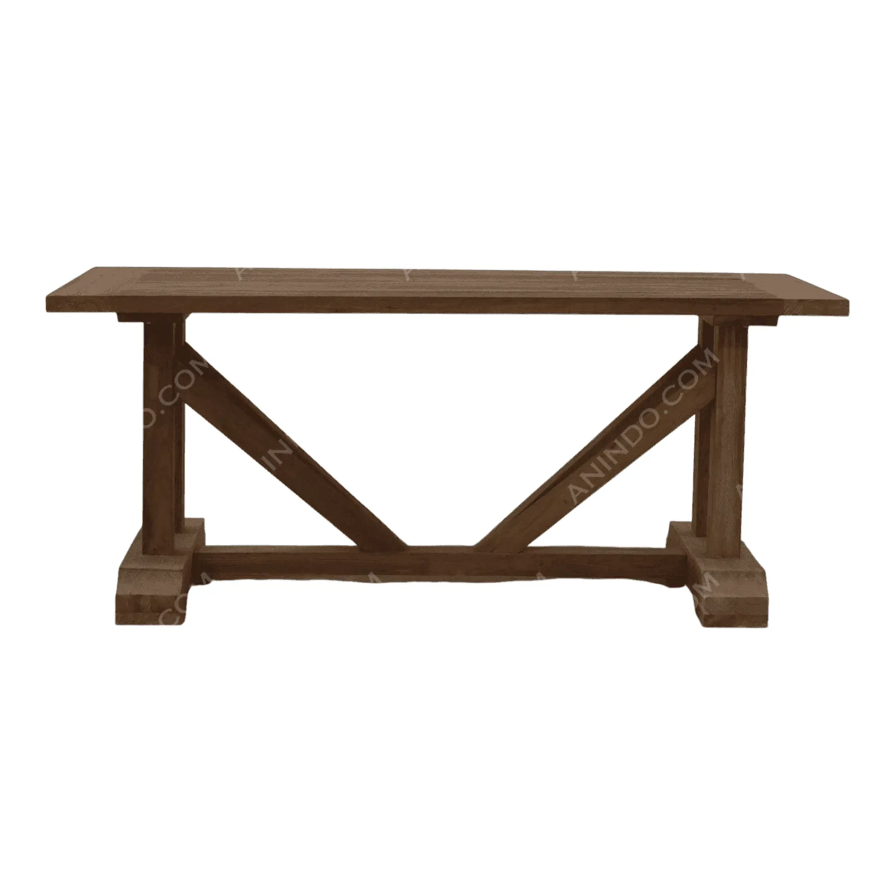 Rustic wooden farmhouse dining table