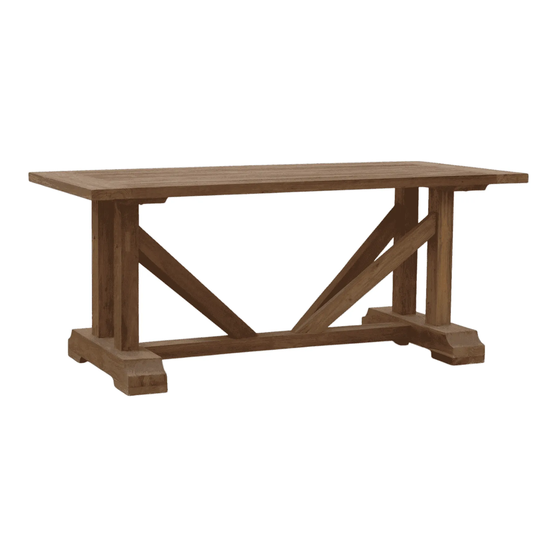 Rustic wooden dining table with sturdy base