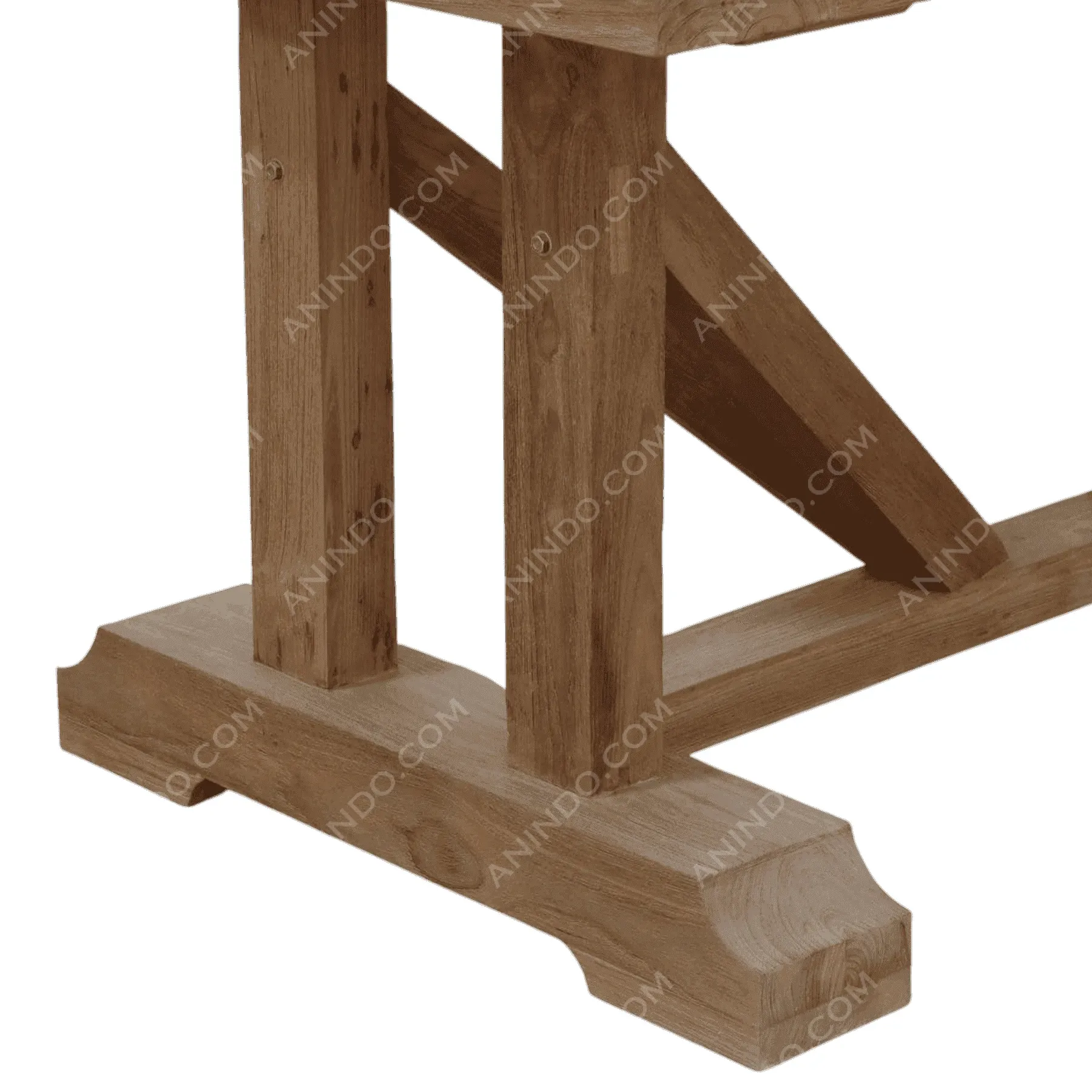 Wooden table leg with sturdy support design
