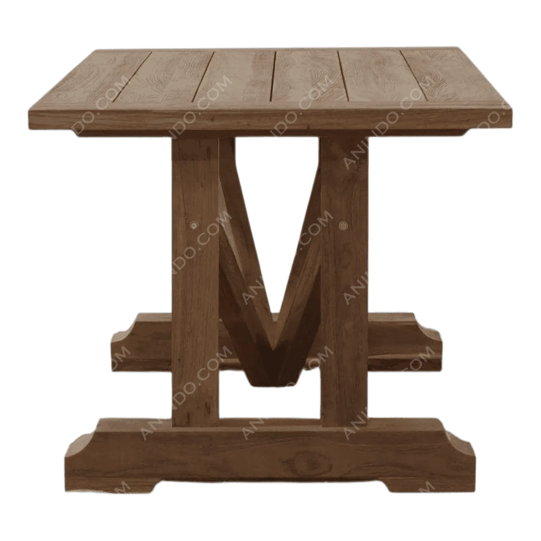 Rustic wooden square dining table
