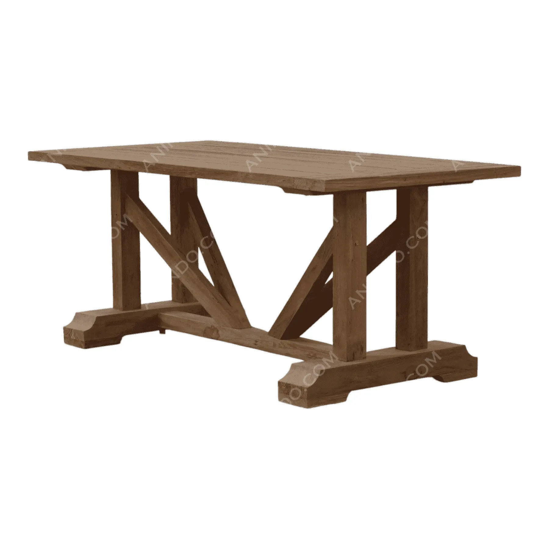 Rustic wooden dining table with sturdy base
