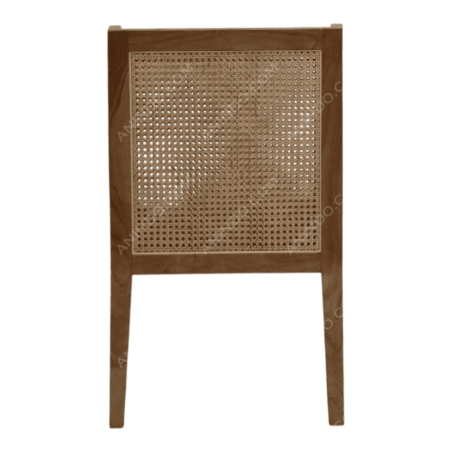 Wooden chair with woven cane backrest