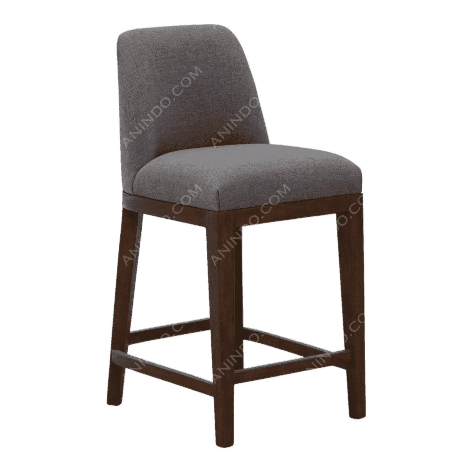 Modern gray upholstered wooden bar stool