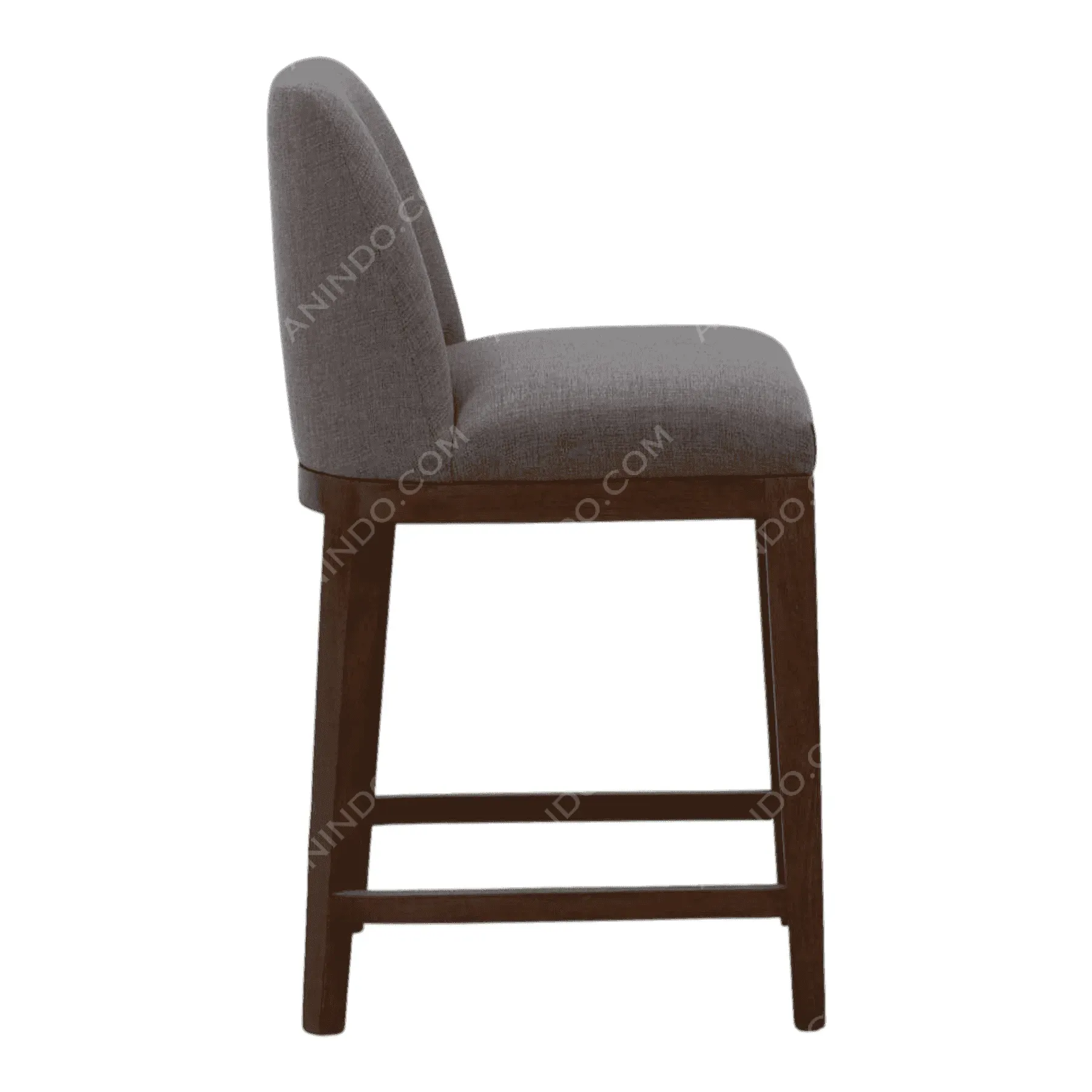 Modern gray upholstered bar stool with wooden legs