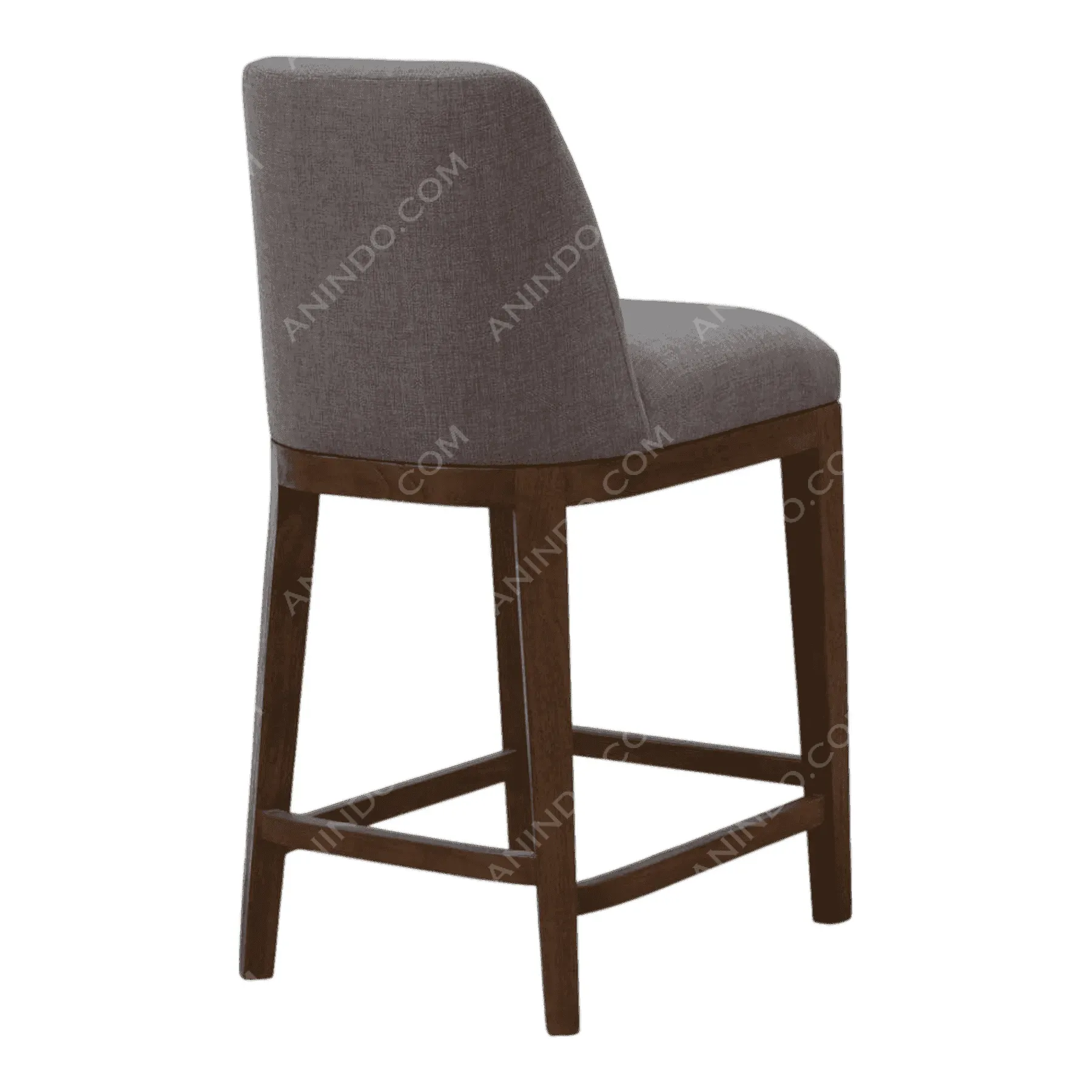Modern gray upholstered bar stool with wooden legs