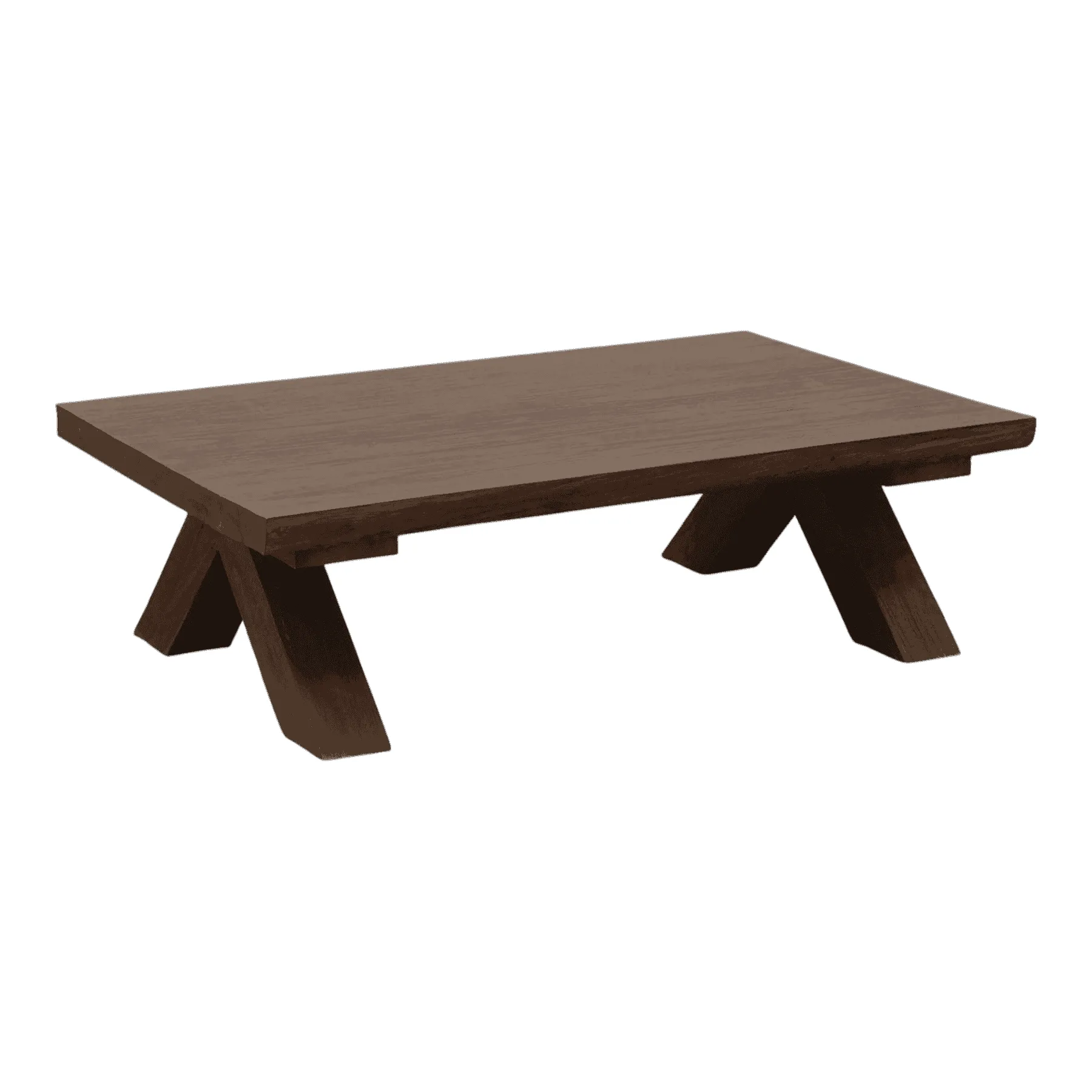 Modern wooden coffee table with angled legs