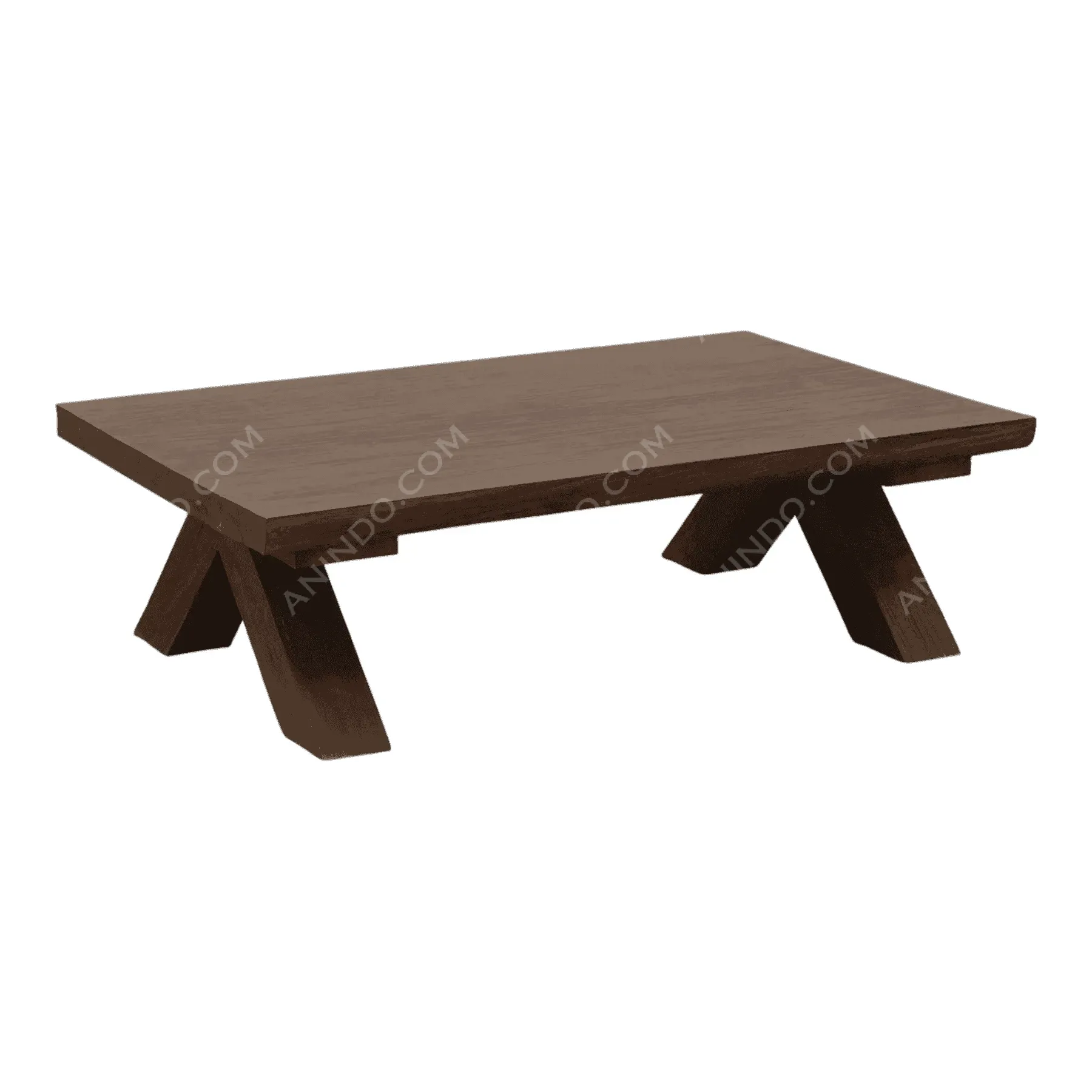 Modern wooden coffee table with angled legs