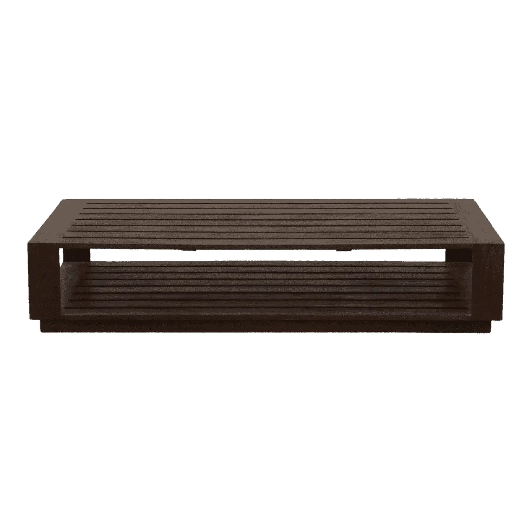 Modern dark wood slatted coffee table
