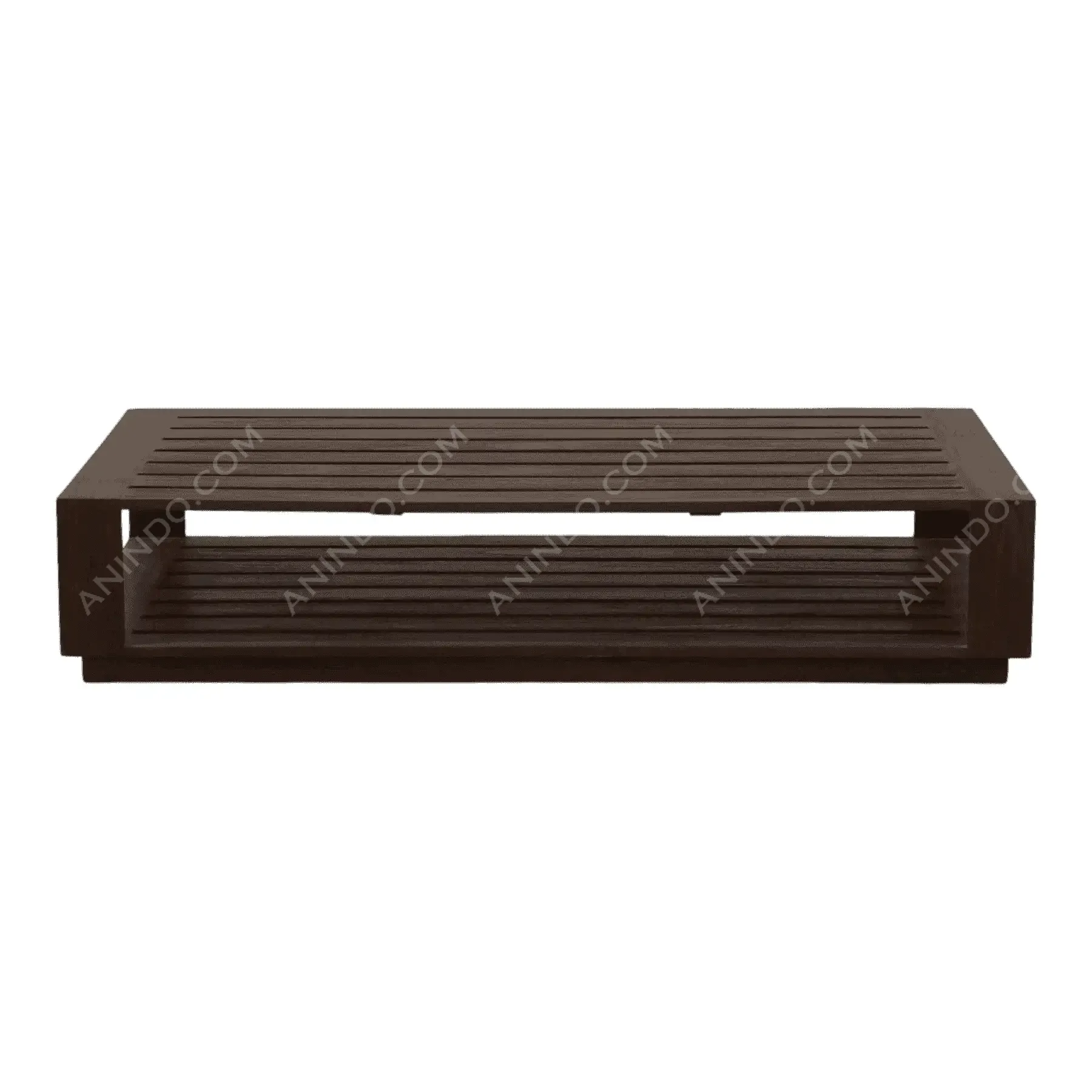 Modern dark wood slatted coffee table