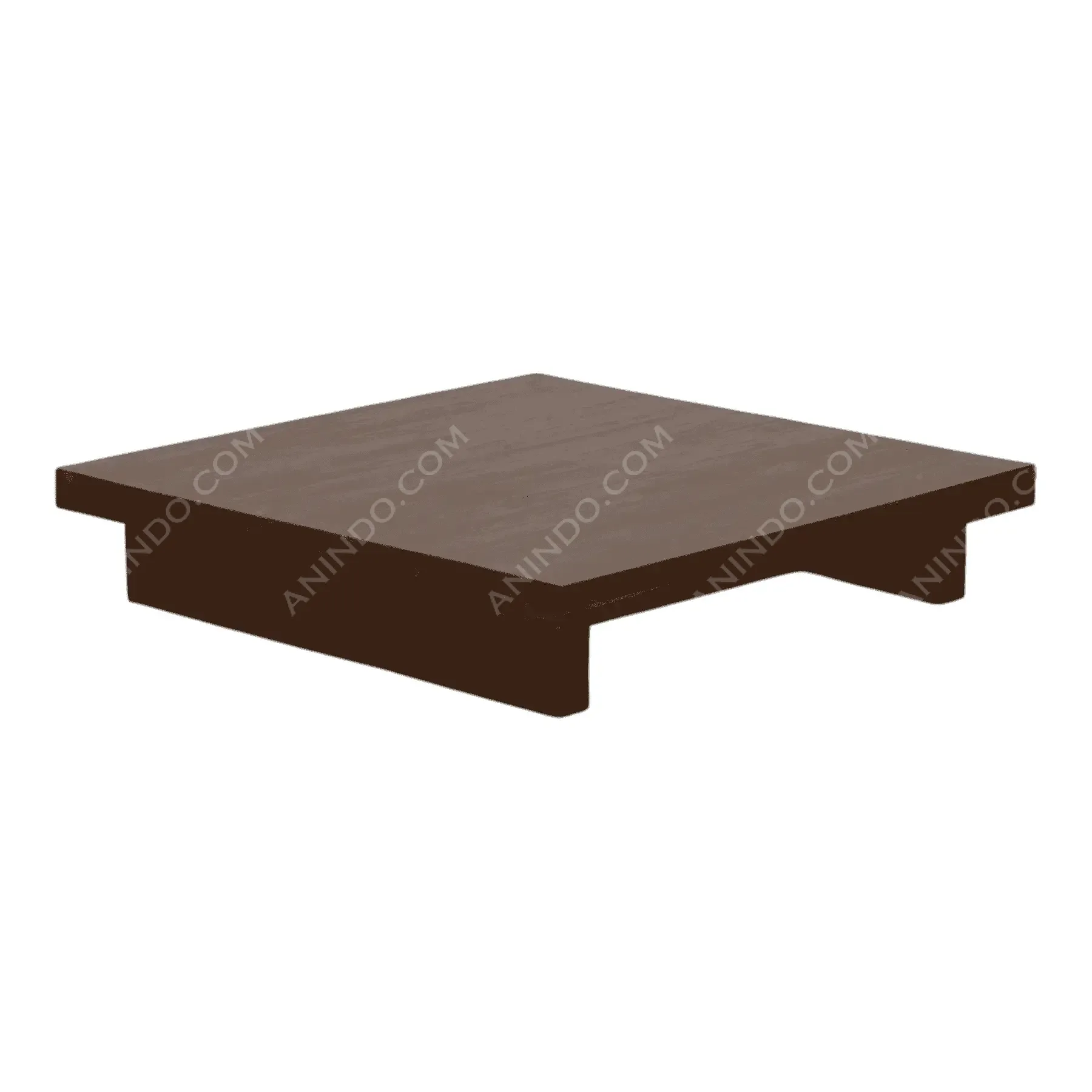 Low dark brown wooden coffee table