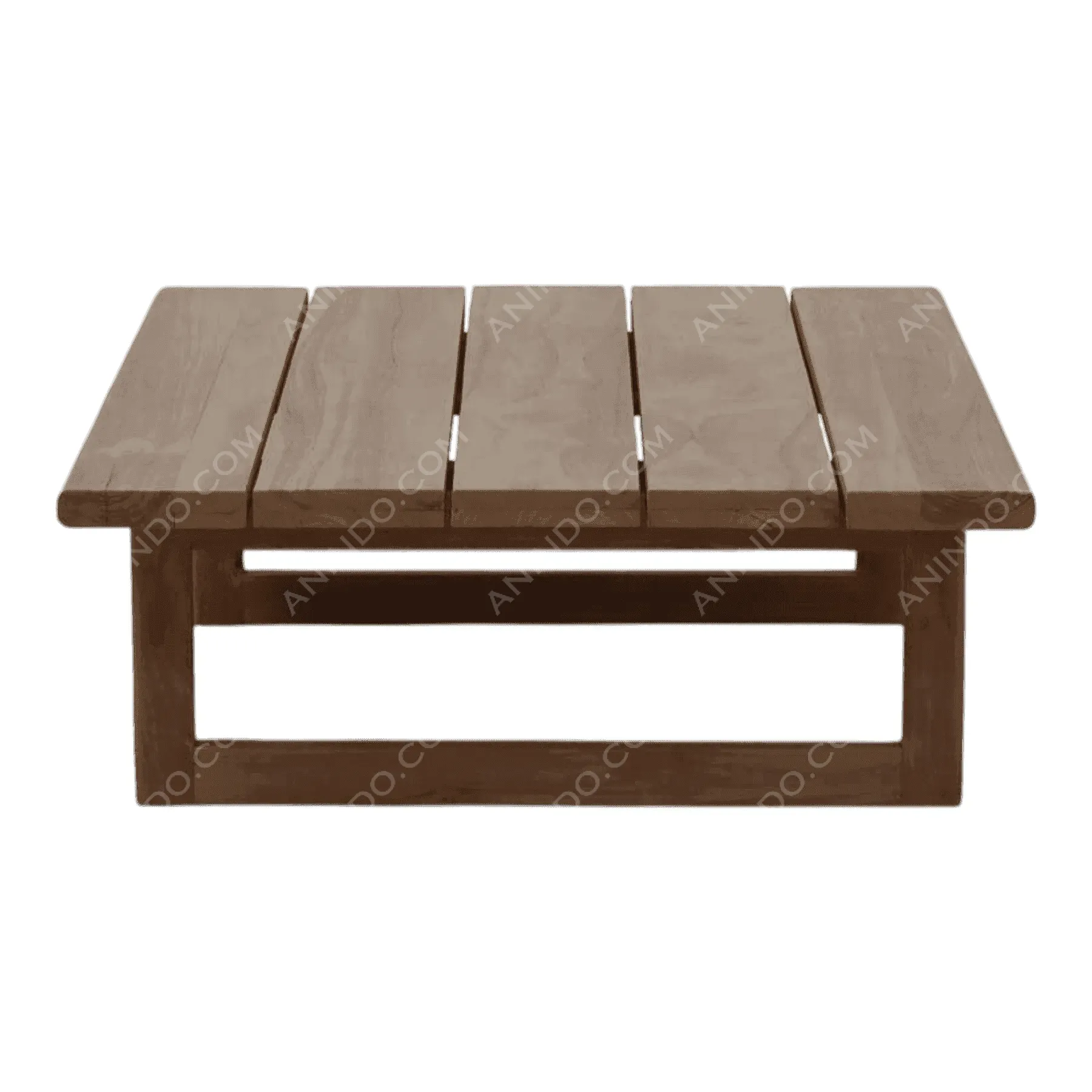 Rectangular wooden coffee table with slatted top