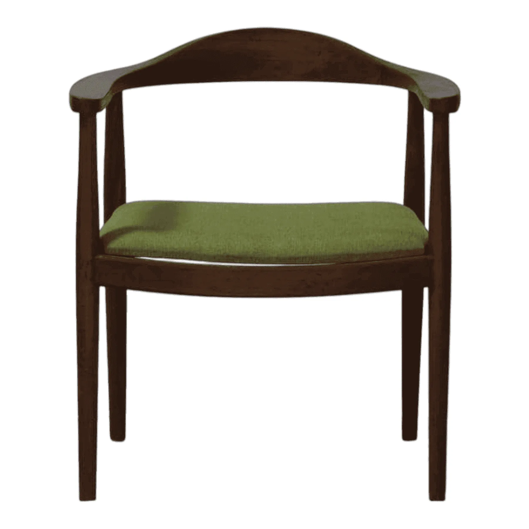Wooden chair with green cushion seat