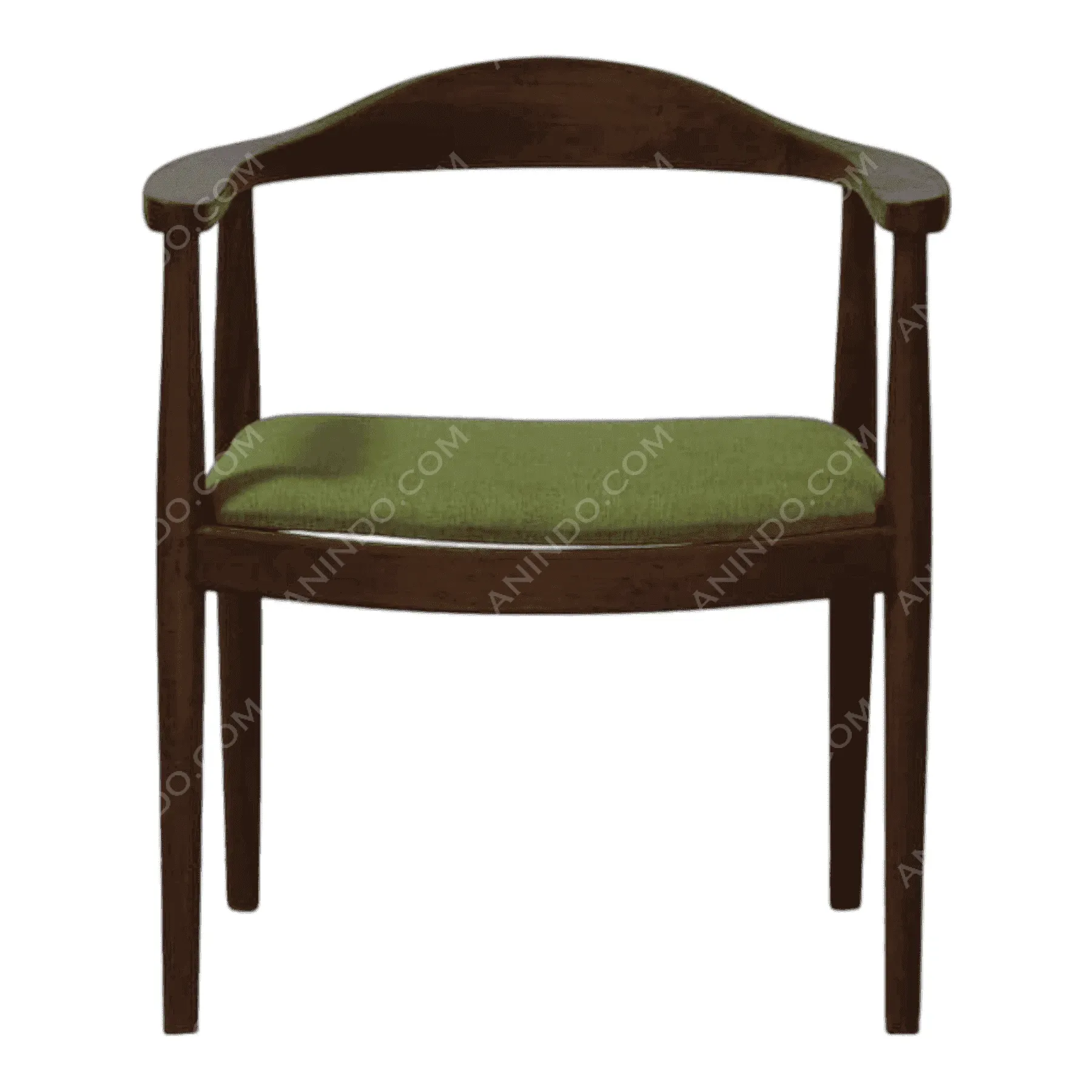 Wooden chair with green cushion seat