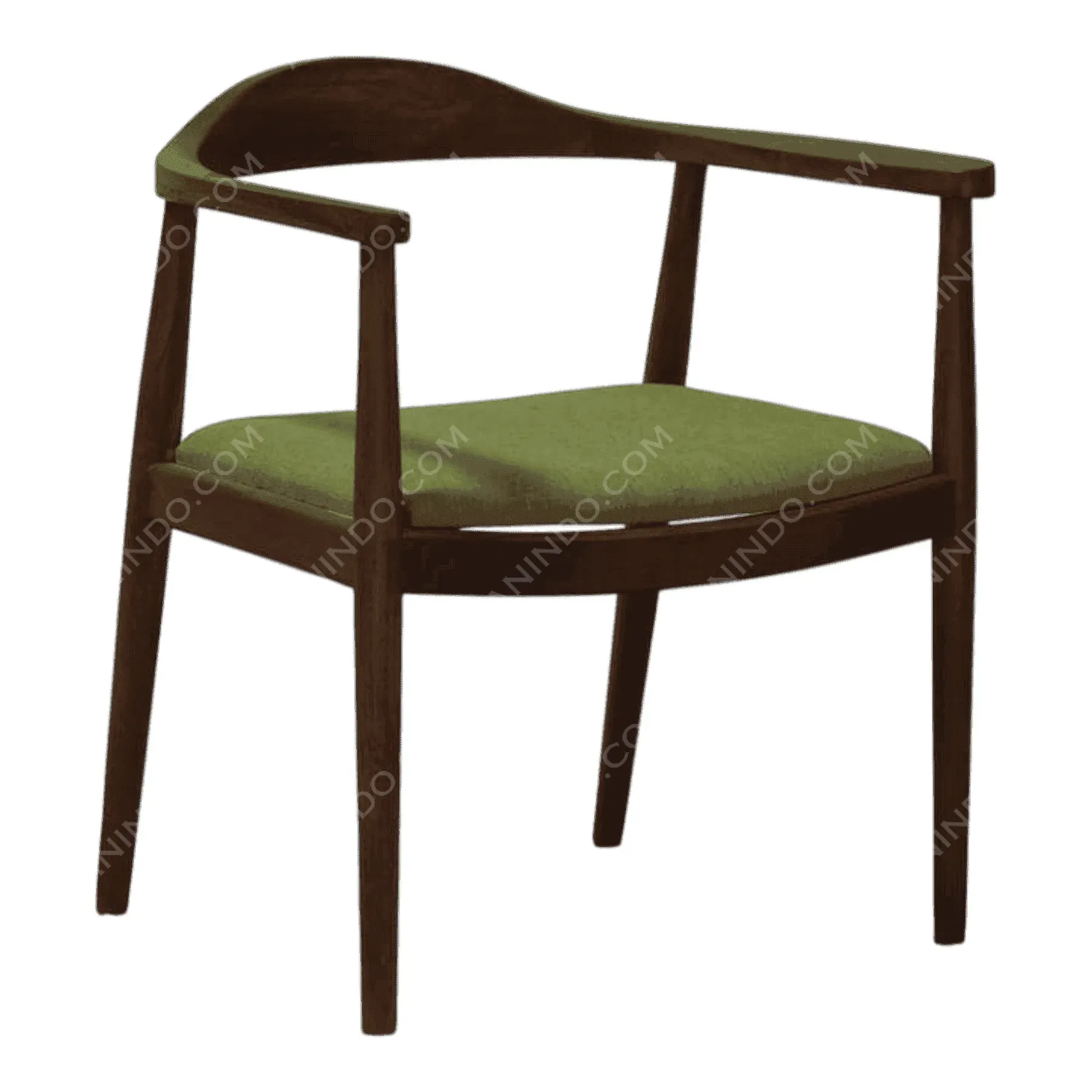 Modern wooden chair with green cushion seat
