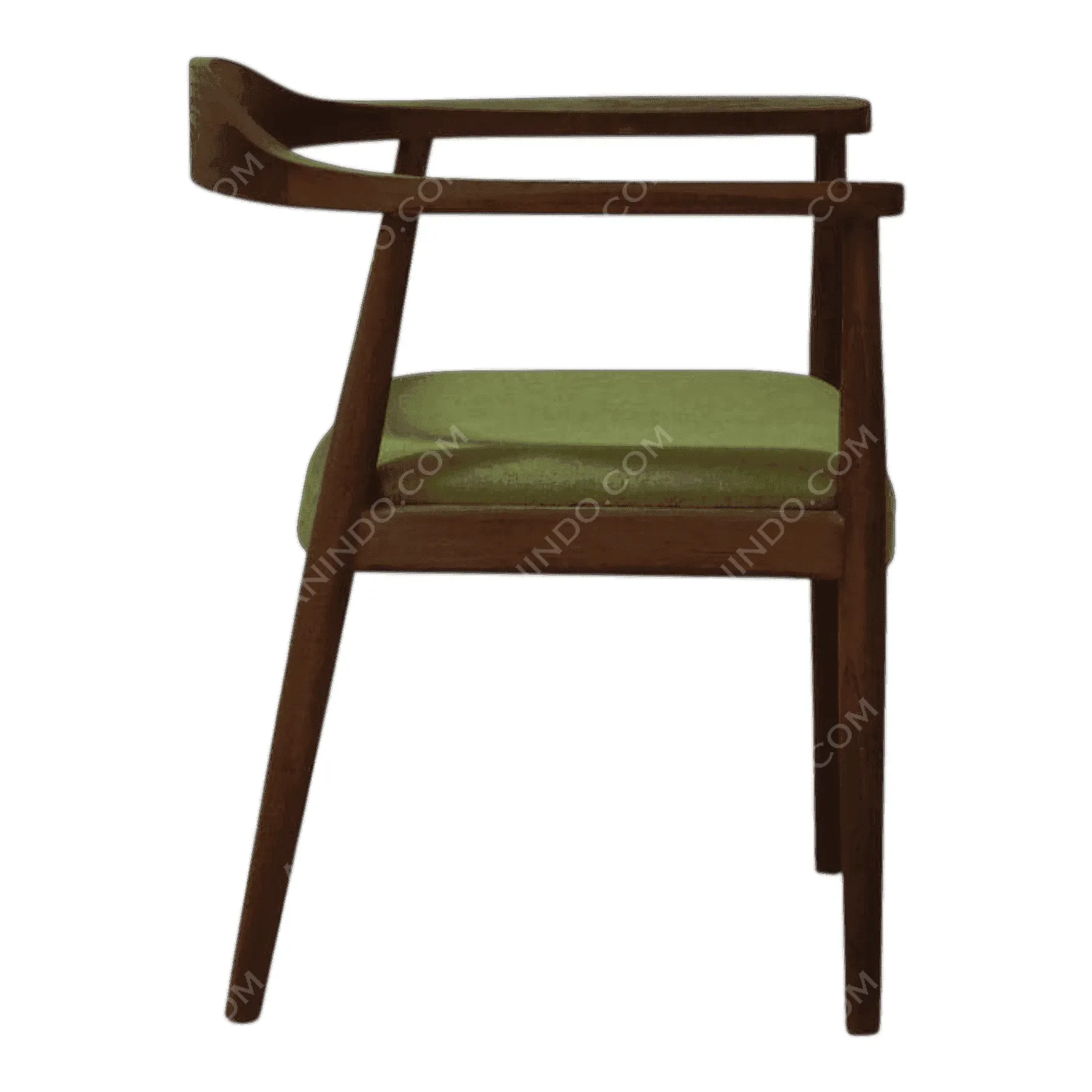 Modern wooden chair with green cushion seat