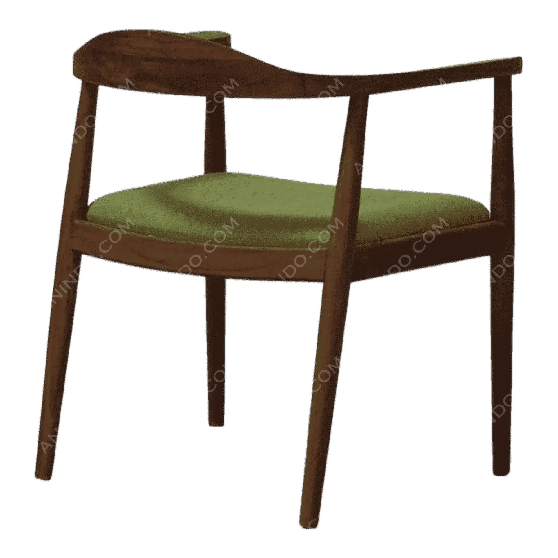 Modern wooden chair with green cushion seat