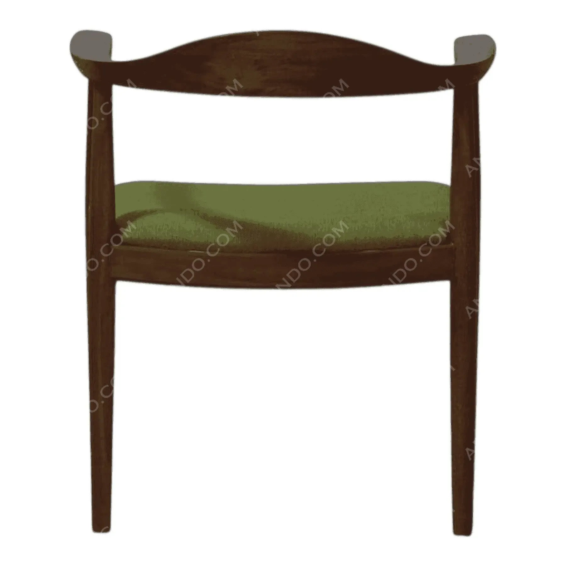 Mid-century wooden chair with green cushion