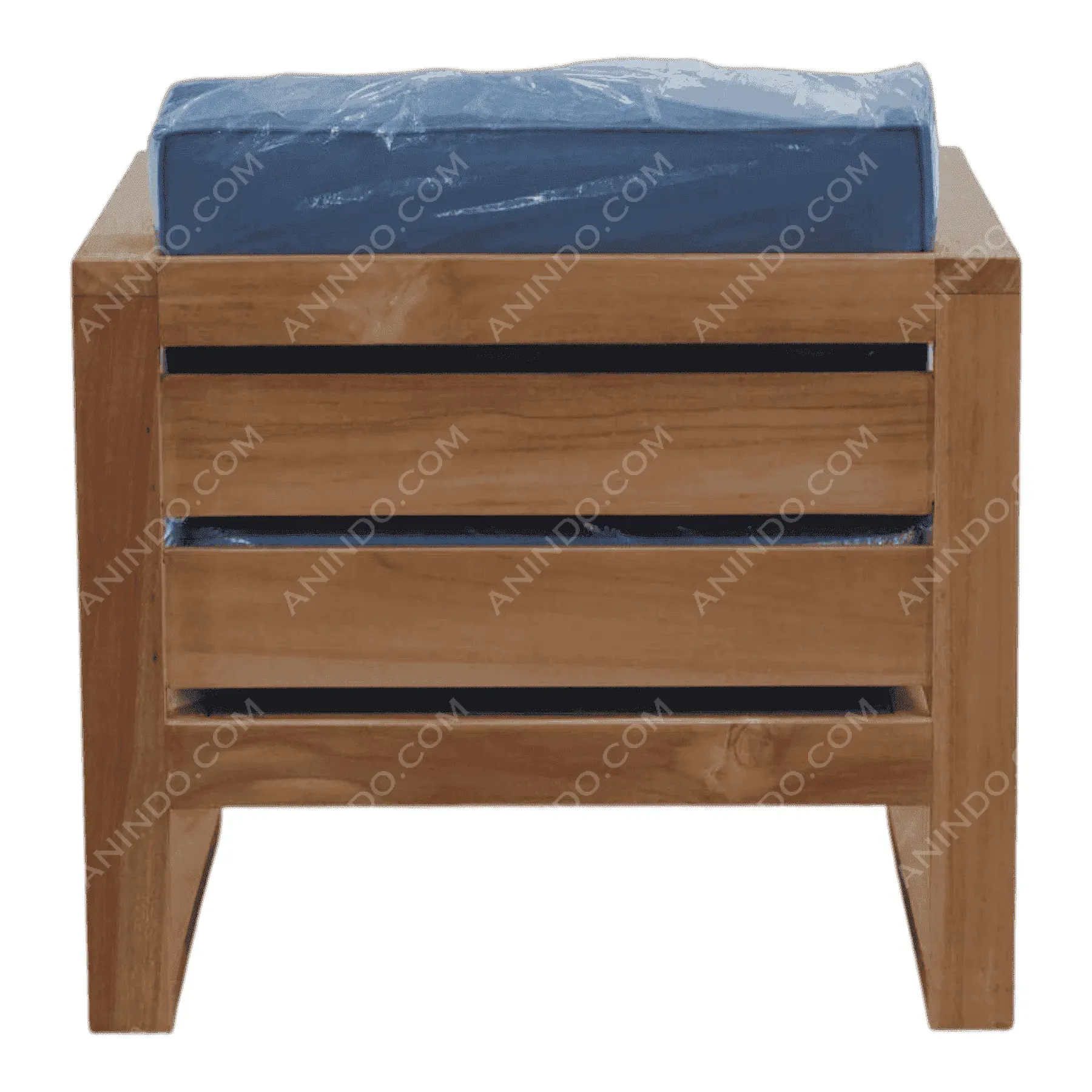 Wooden chair with blue cushion seat