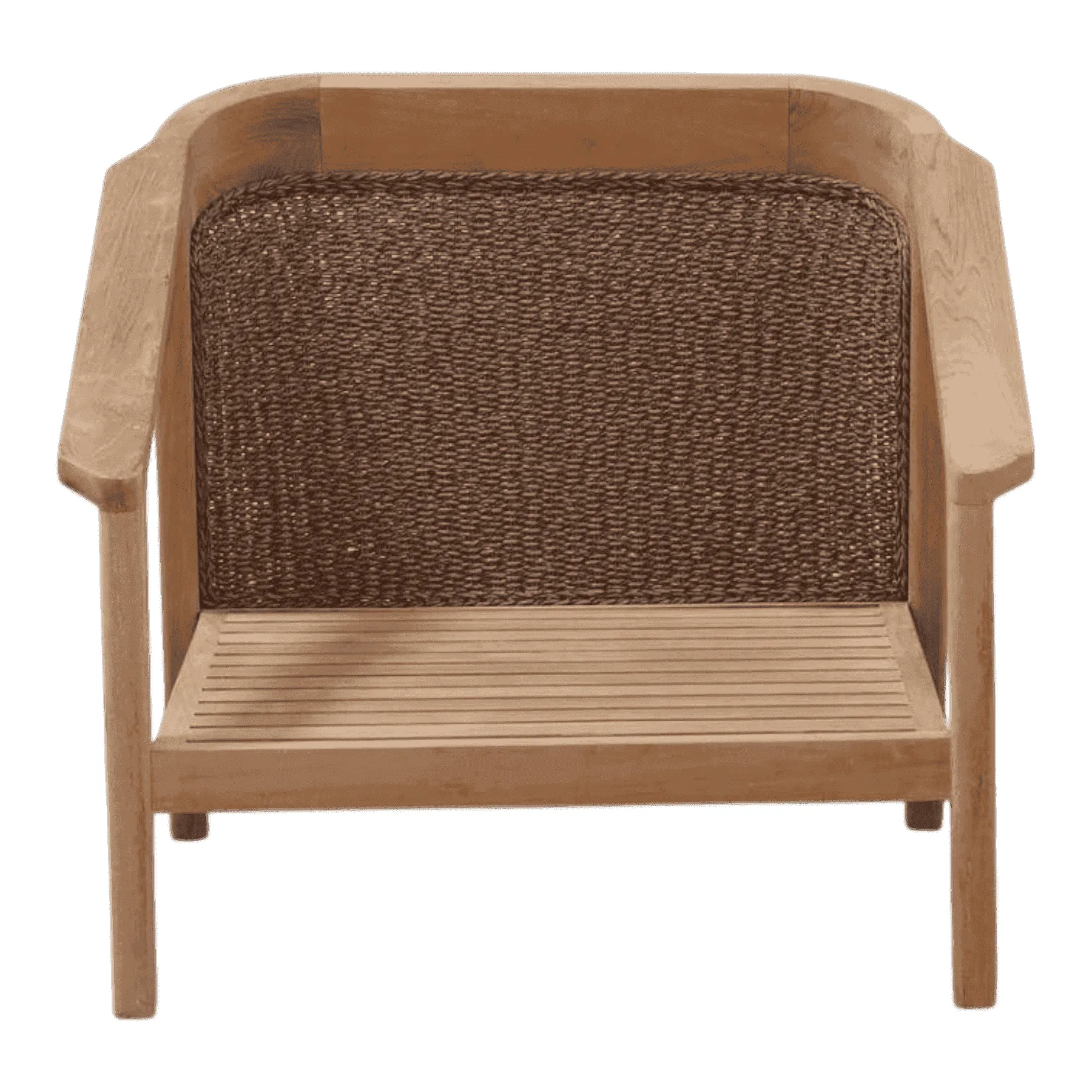 Wooden chair with woven backrest
