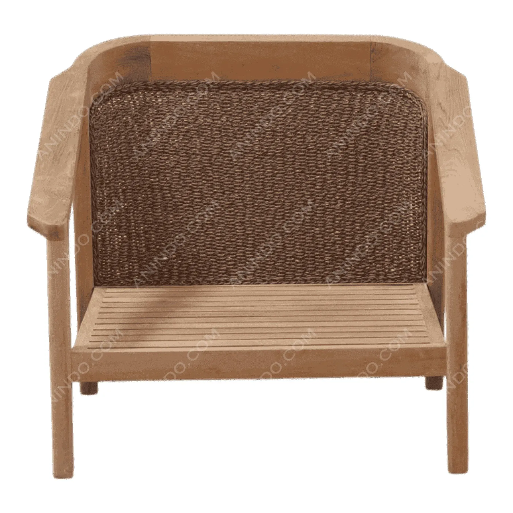 Wooden chair with woven backrest