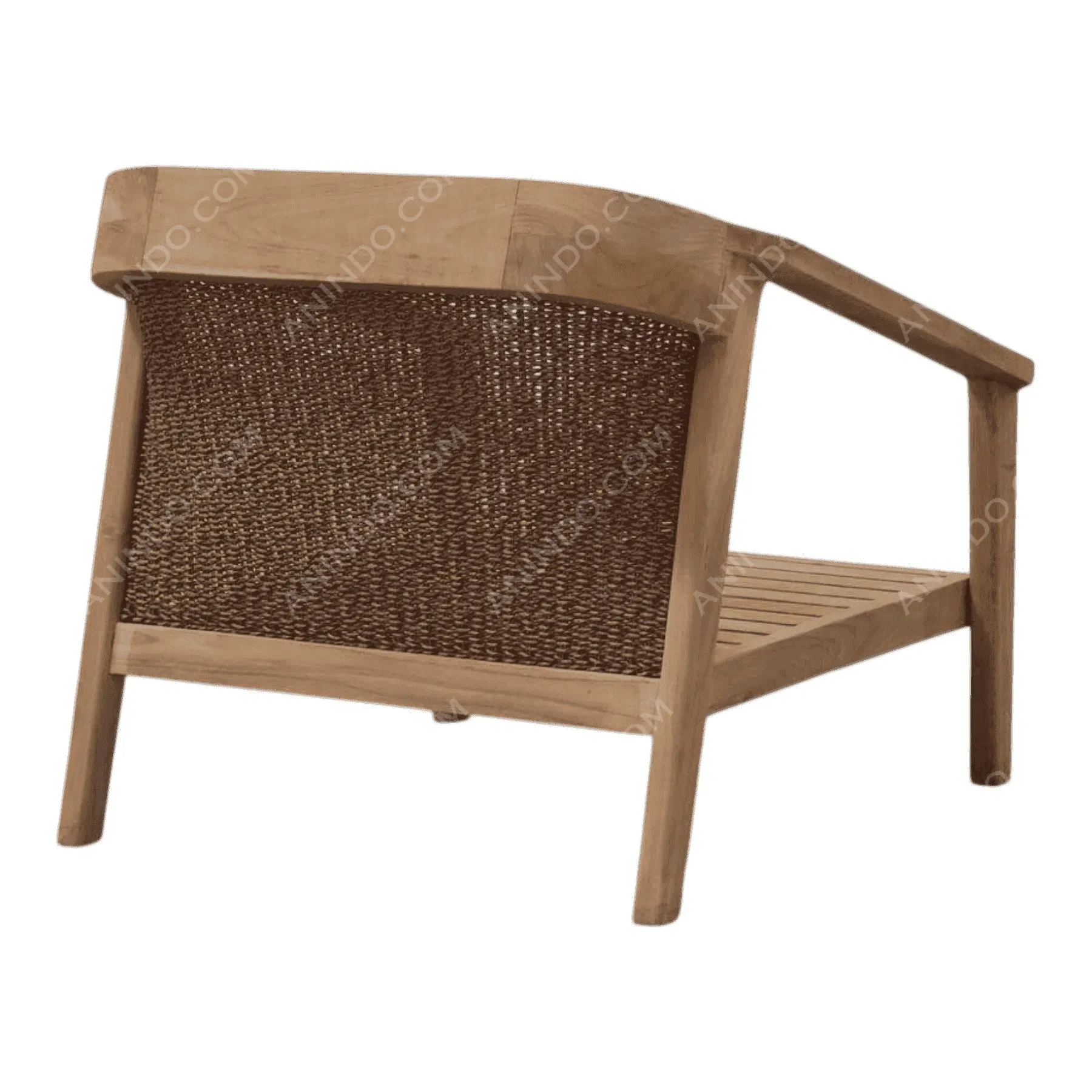 Wooden chair with woven backrest