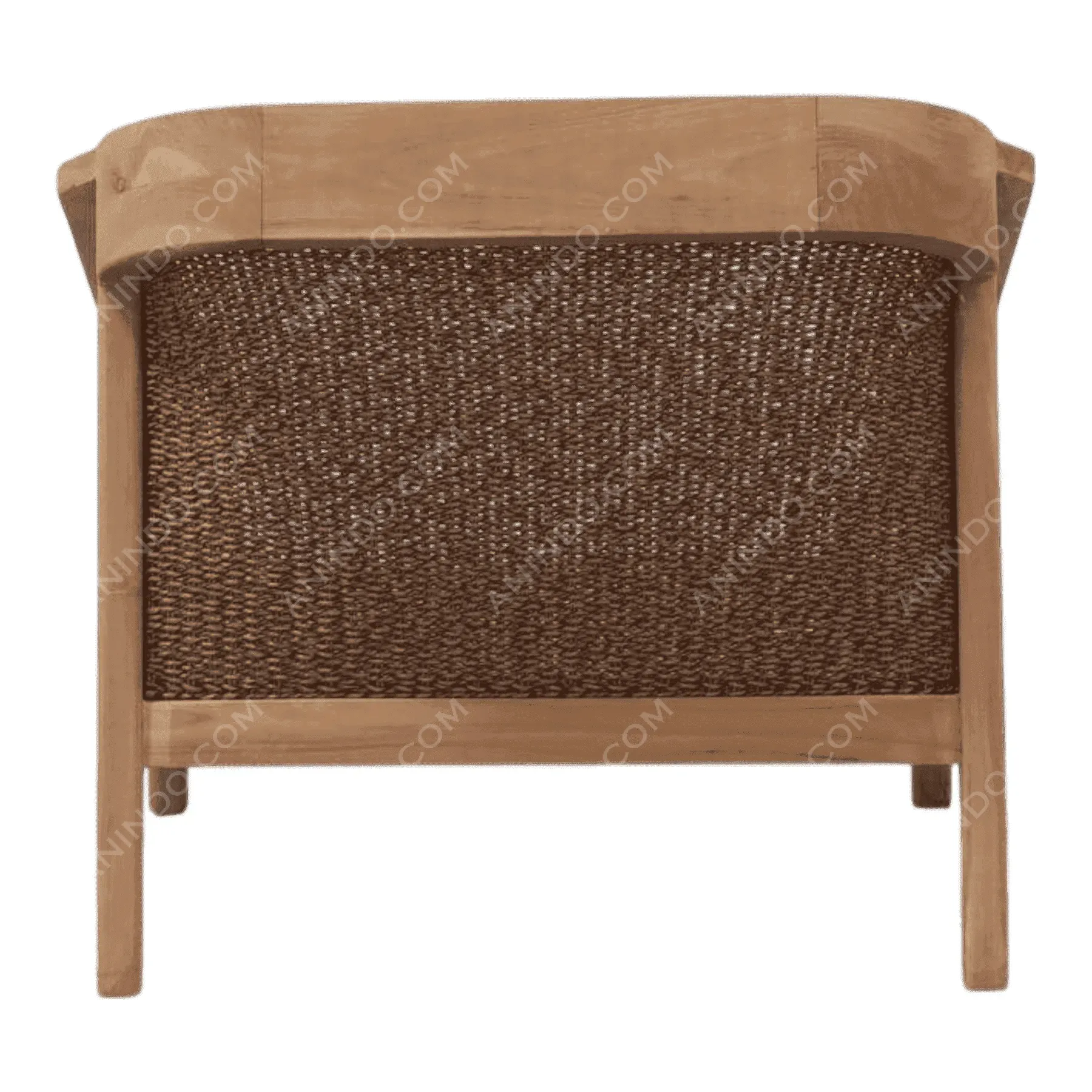 Wood and wicker lounge chair back view