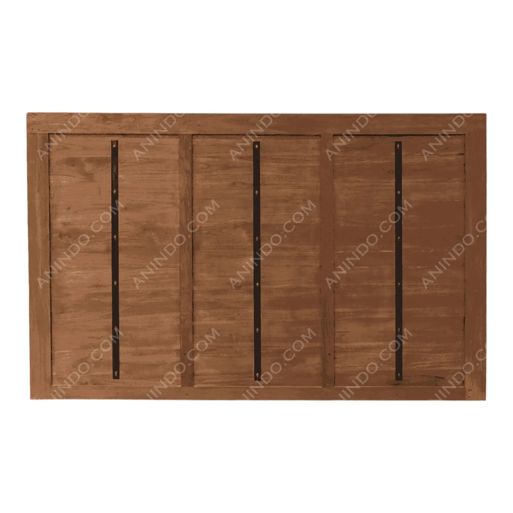 Wooden barn door with metal hinges