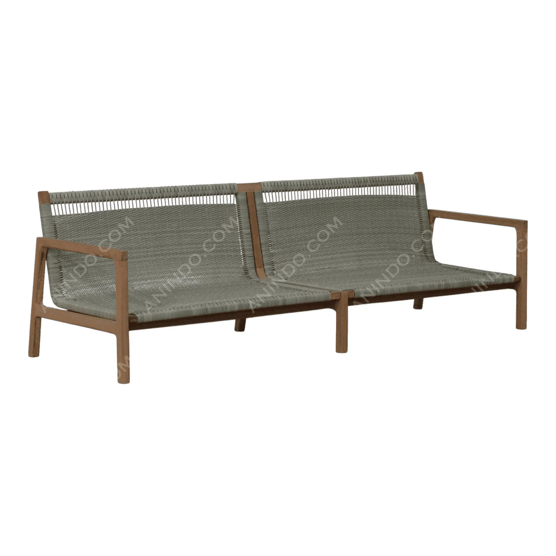 Modern outdoor rope and wood loveseat sofa
