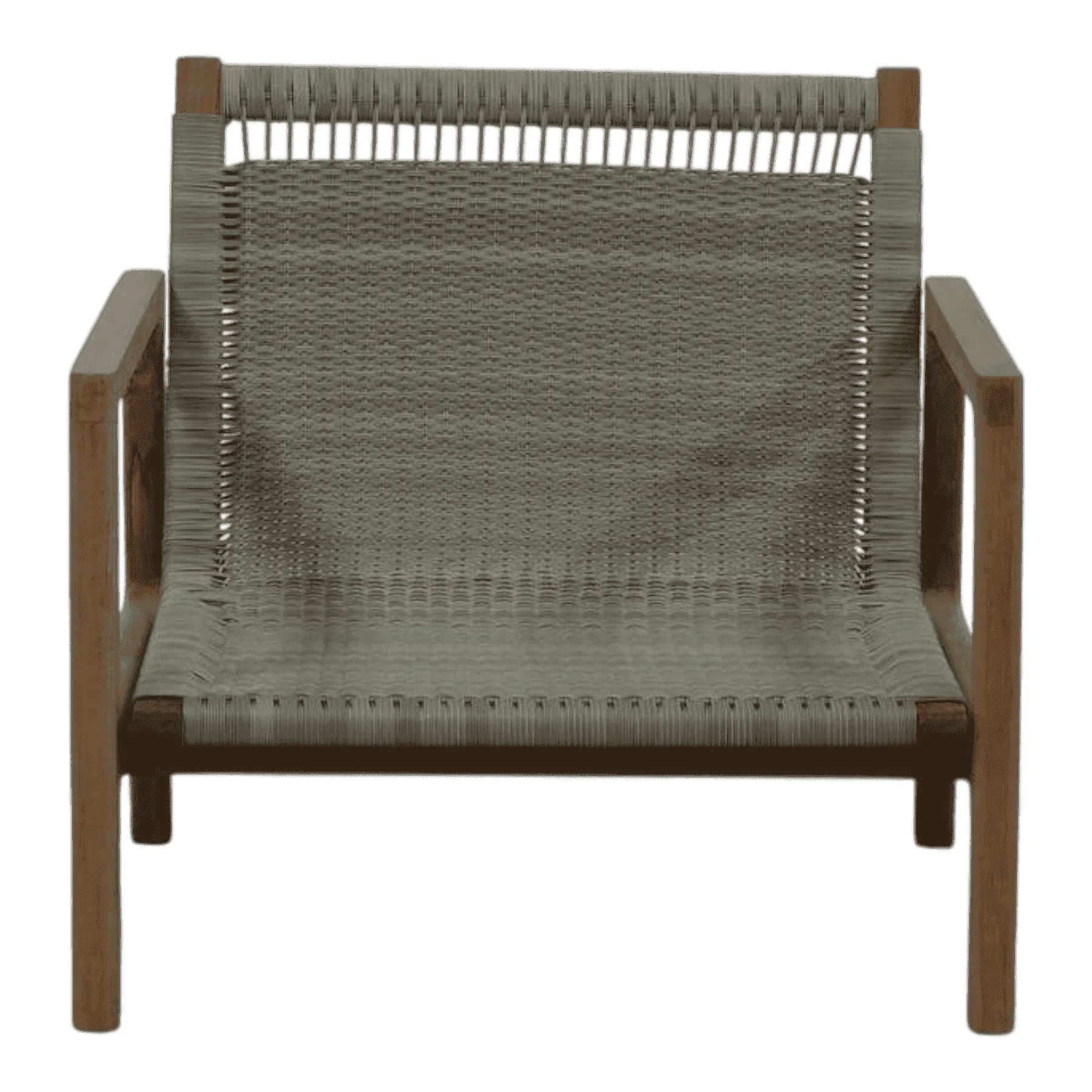 Modern woven lounge chair with wooden frame