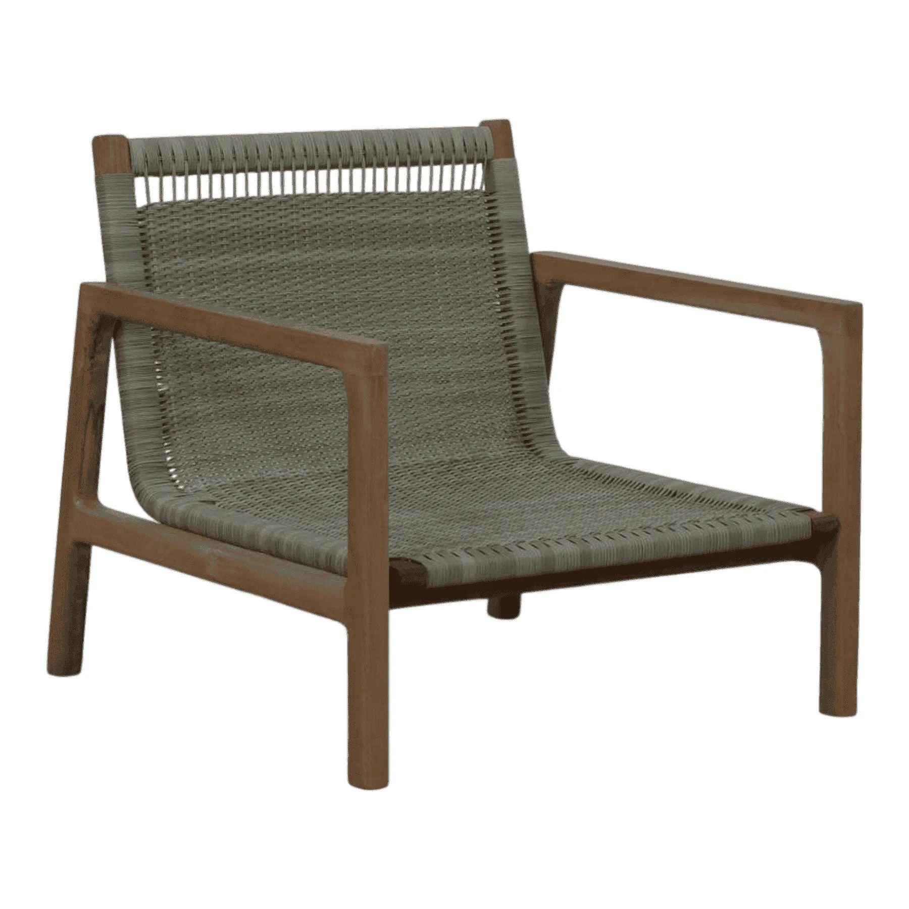 Modern woven lounge chair with wooden frame