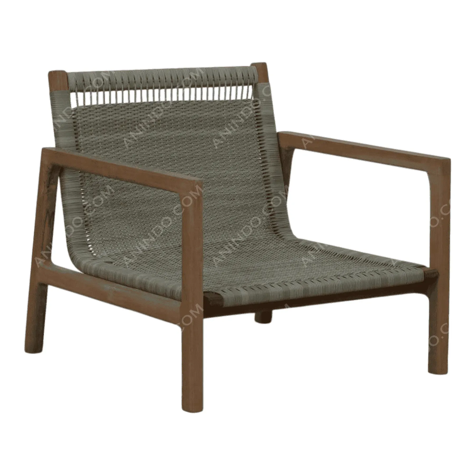 Modern woven lounge chair with wooden frame