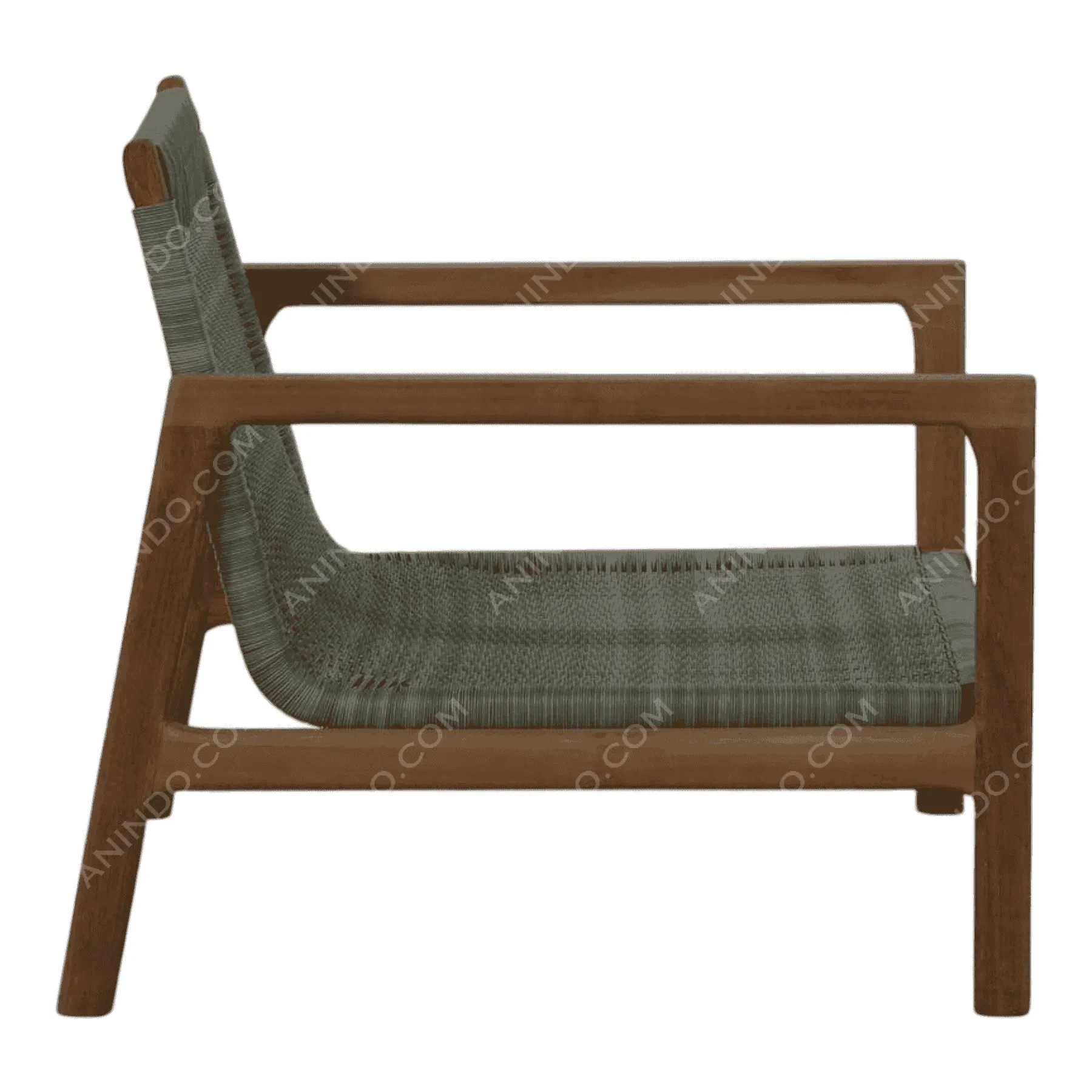 Wooden lounge chair with woven seat