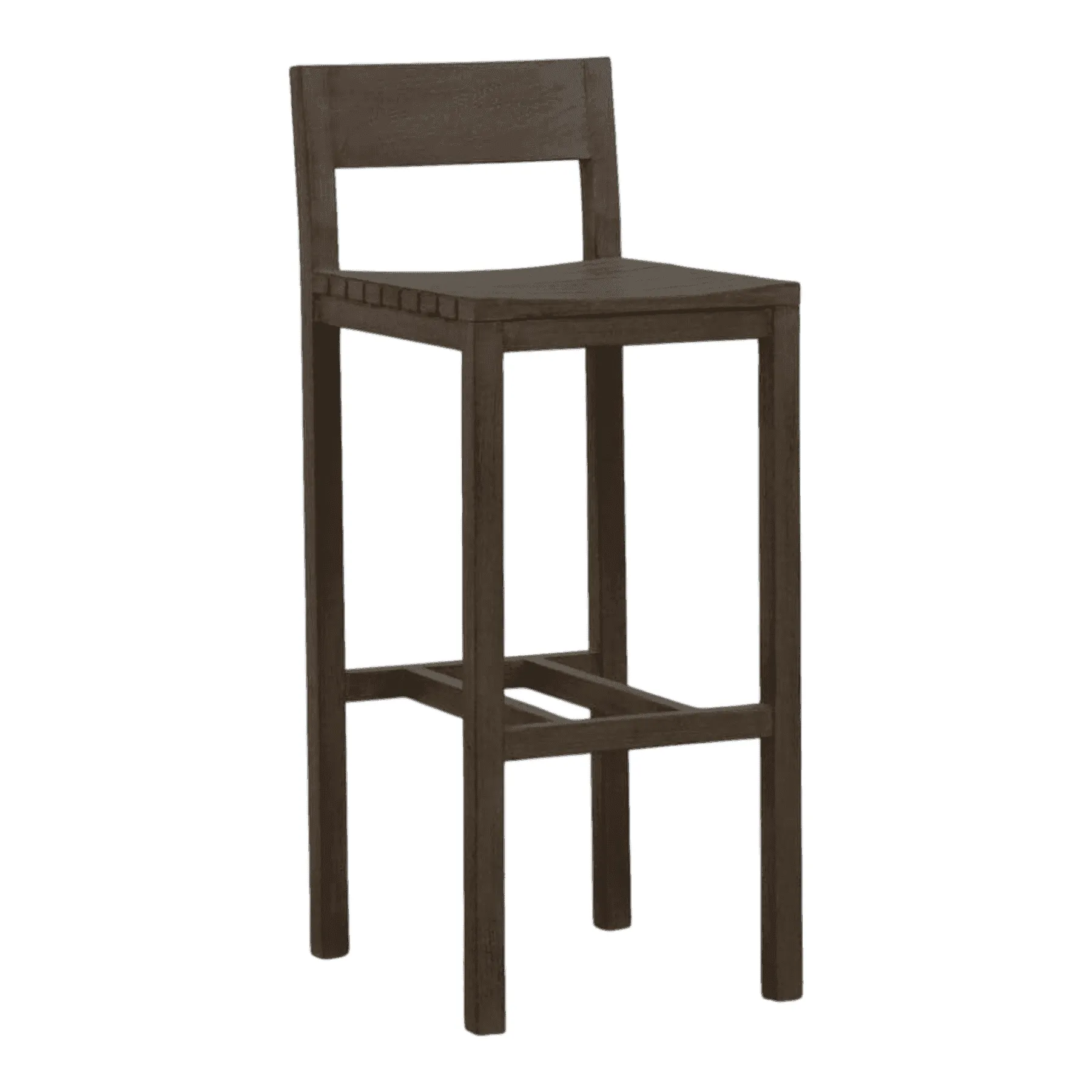 Dark wooden bar stool with backrest