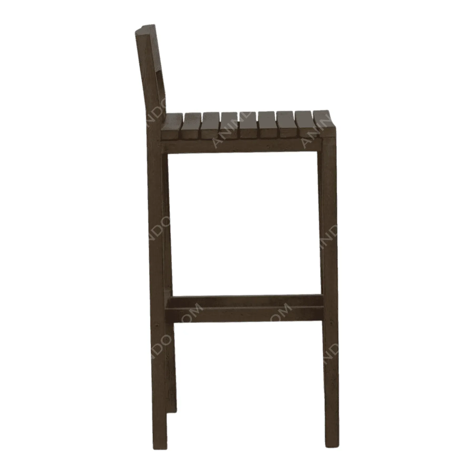 Side view of a wooden bar stool